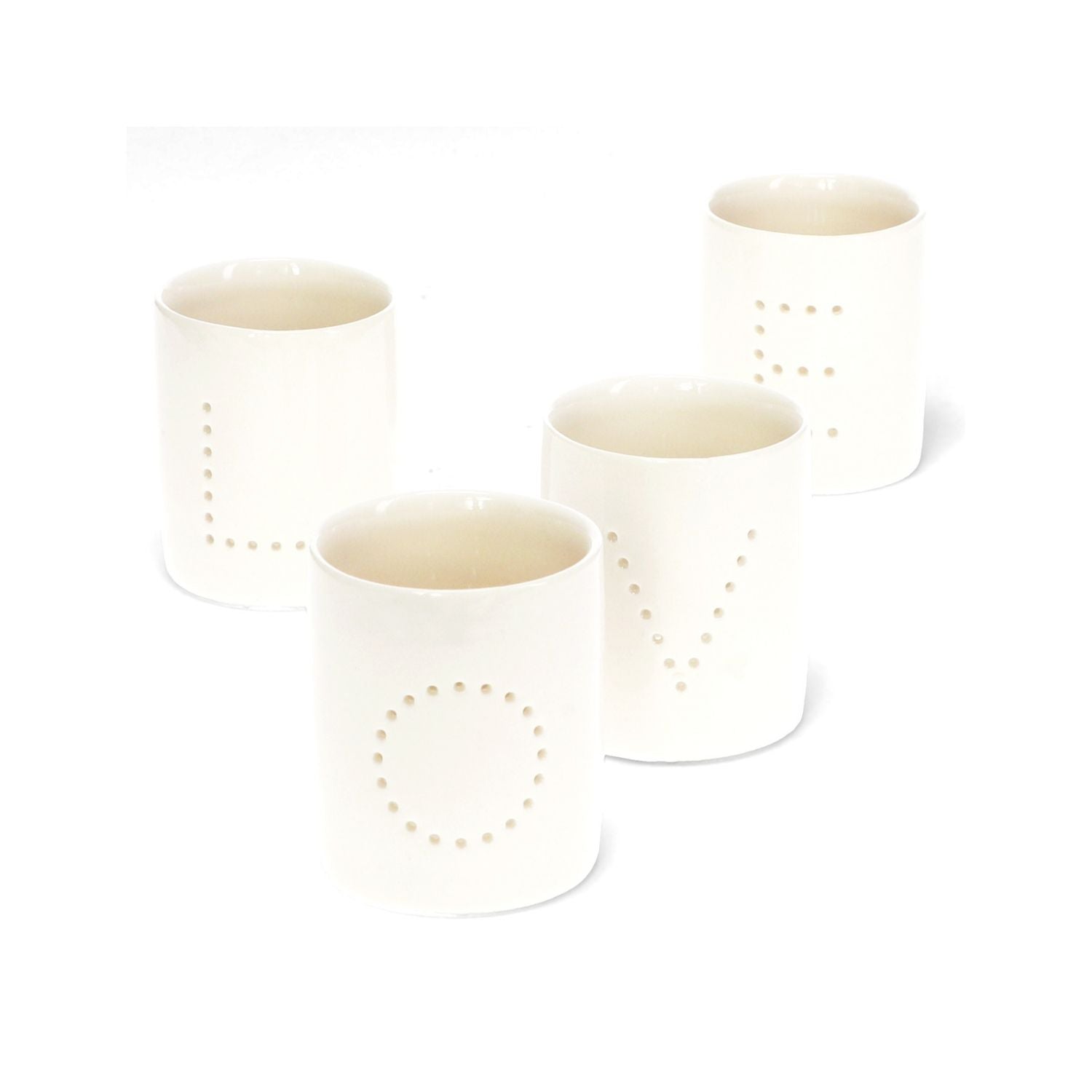 Glossy Ceramic Love Tealight Candle Holders (Set Of 4)