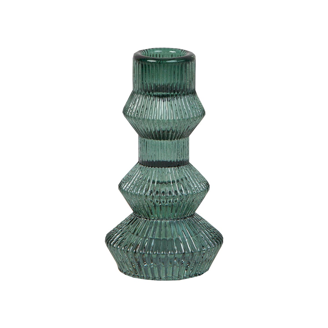 Midnight Forest Sage Green Glass Candlestick Holder Tall