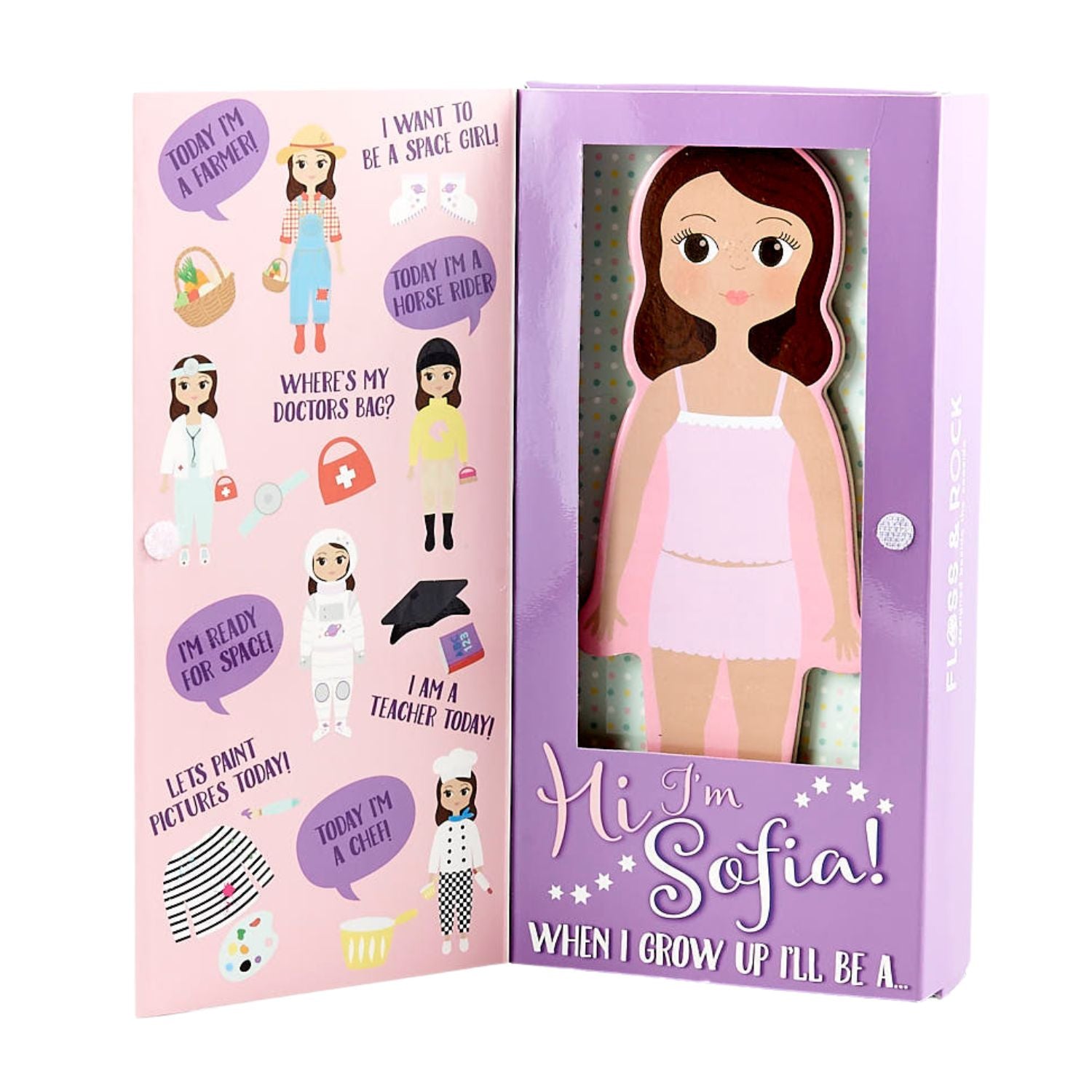 Sofia magnetic doll in packaging
