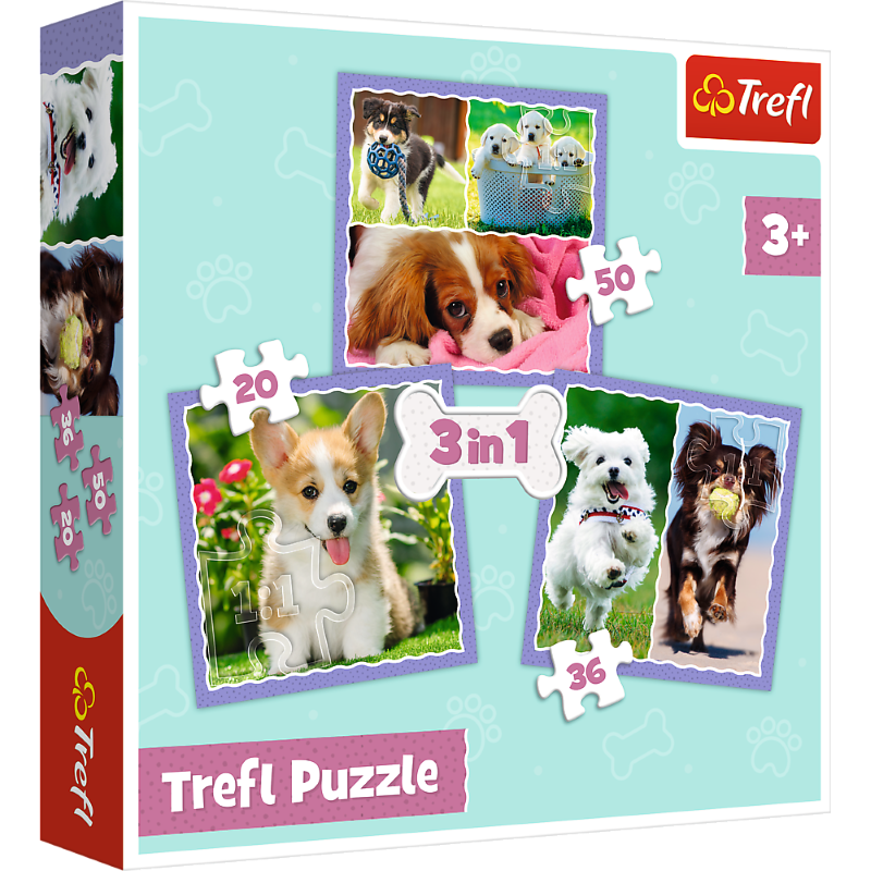 Trefl 3in1 puzzle - Lovely Dogs