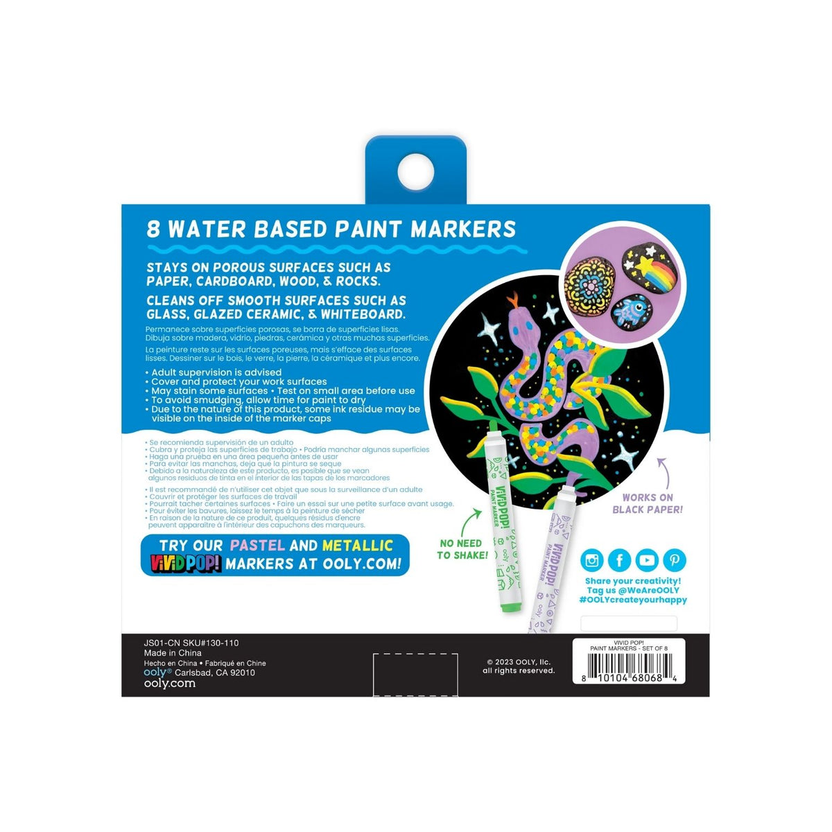 Vivid Pop! Water Based Paint Markers - Set of 8