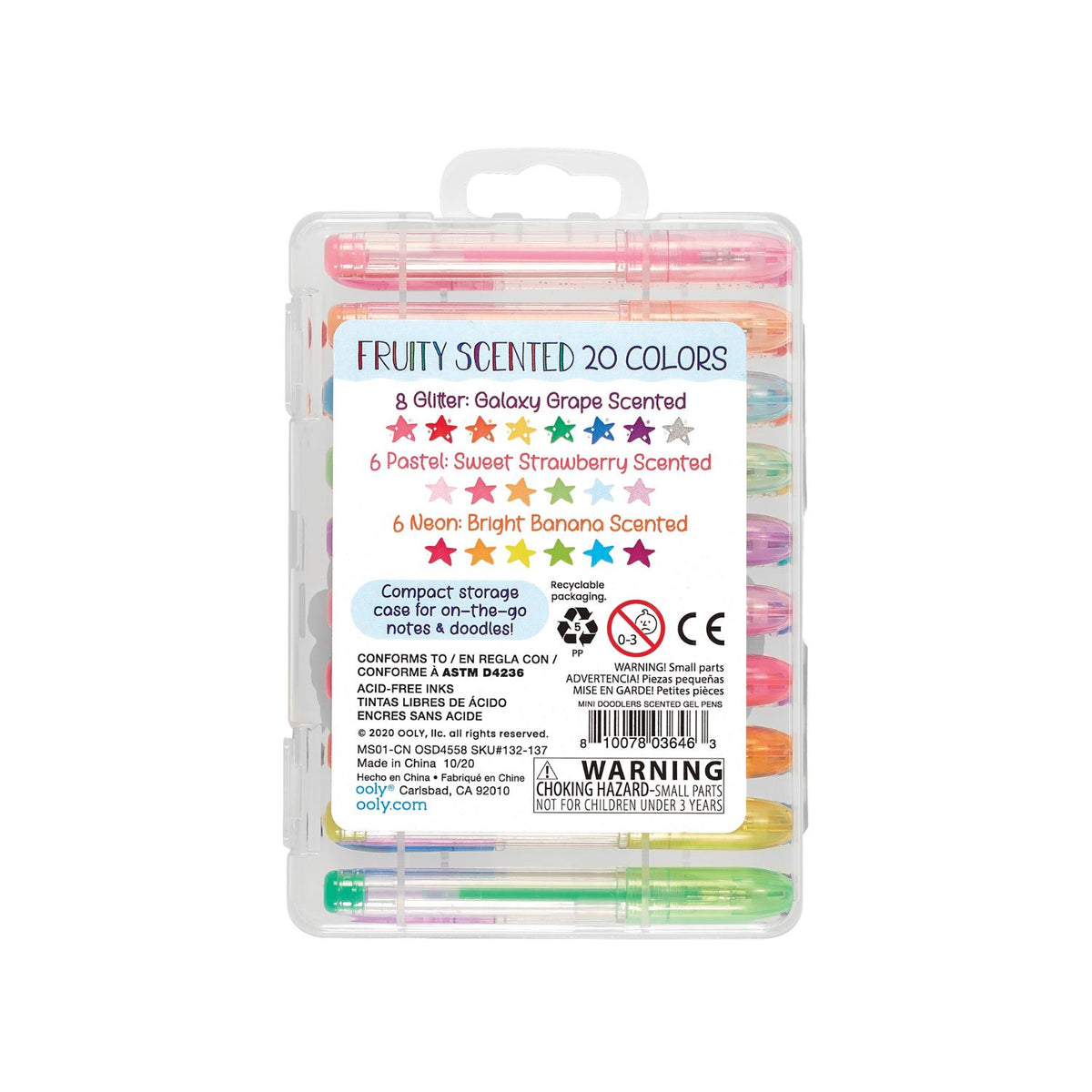 Packaged set of colorful markers with scented options on a white background