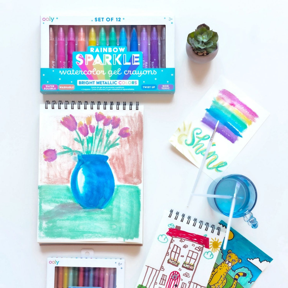 Rainbow Sparkle Watercolour Gel Crayons - Set of 12