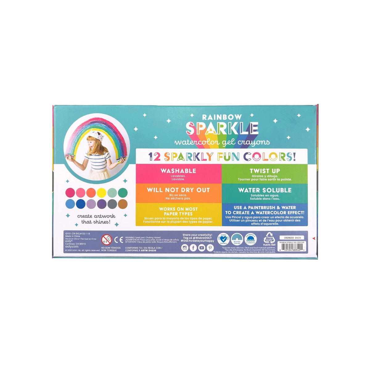 Rainbow Sparkle Watercolour Gel Crayons - Set of 12