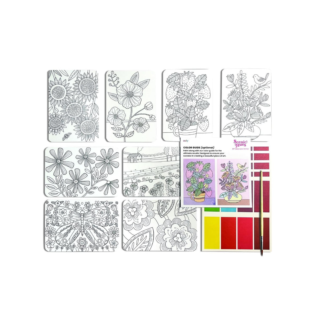 Scenic Hues DIY Watercolour Art Kit - Flowers &amp; Gardens