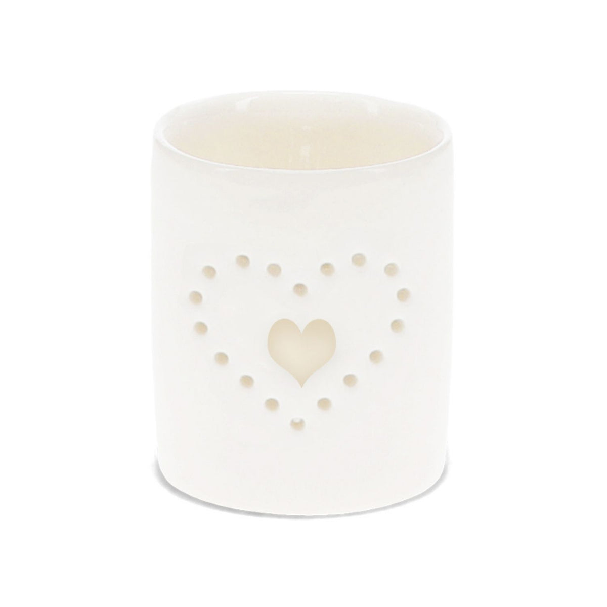 Glossy Ceramic Tealight Holder - Heart