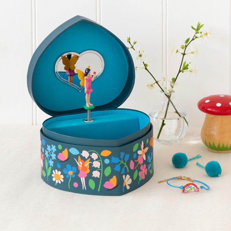 Fairies in the Garden - Heart Musical Jewellery Box
