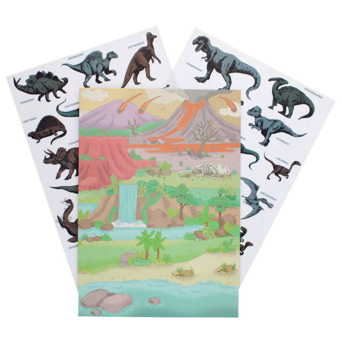 Prehistoric Land reusable stickers and scenes