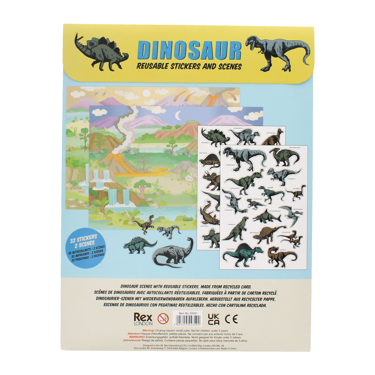 Prehistoric Land reusable stickers and scenes