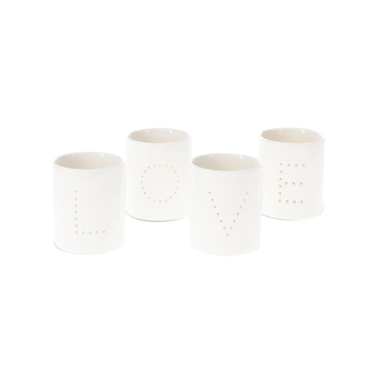 Glossy Ceramic Tealight Holders (Set Of 4) - Love