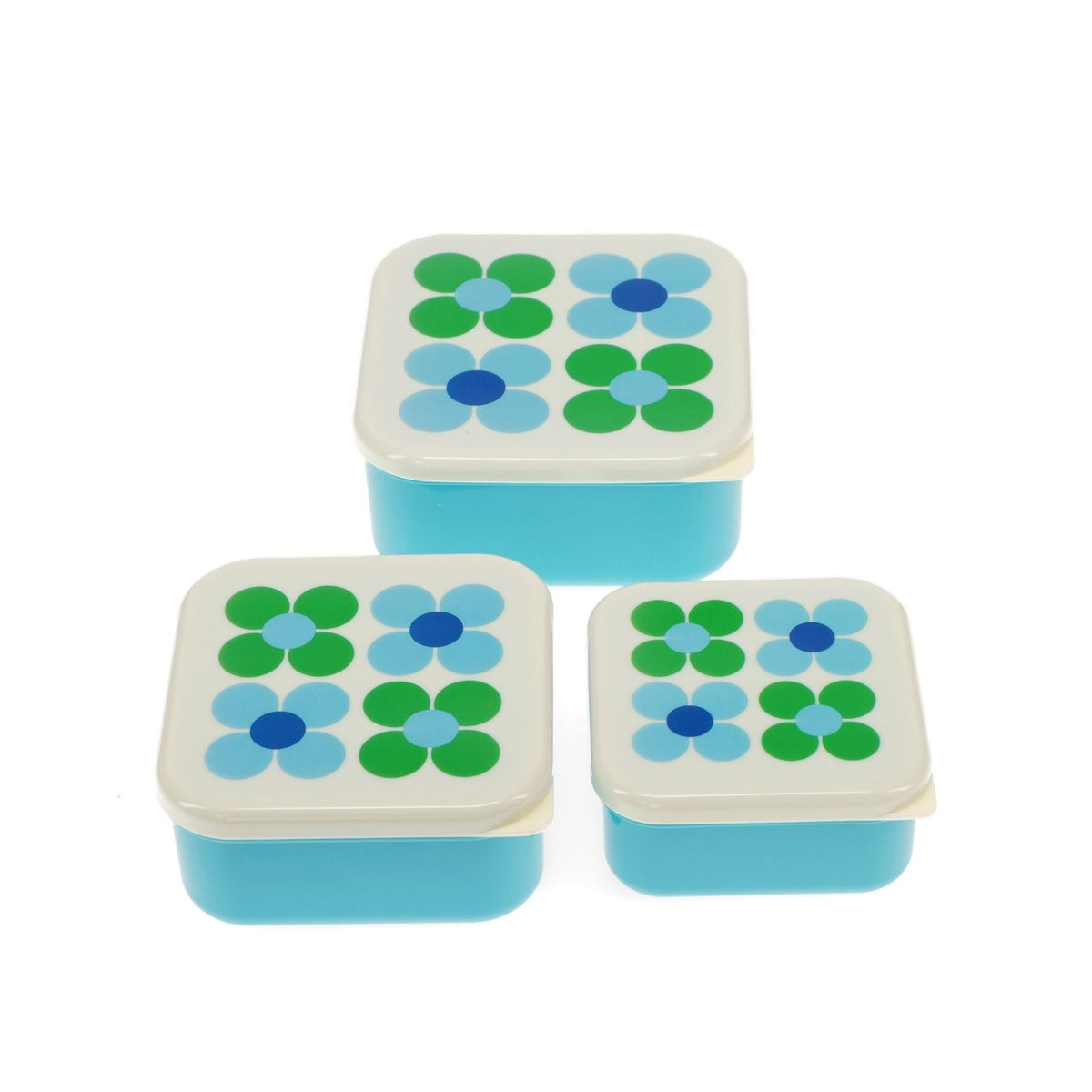 Snack Boxes (Set Of 3) - Blue And Green Daisy