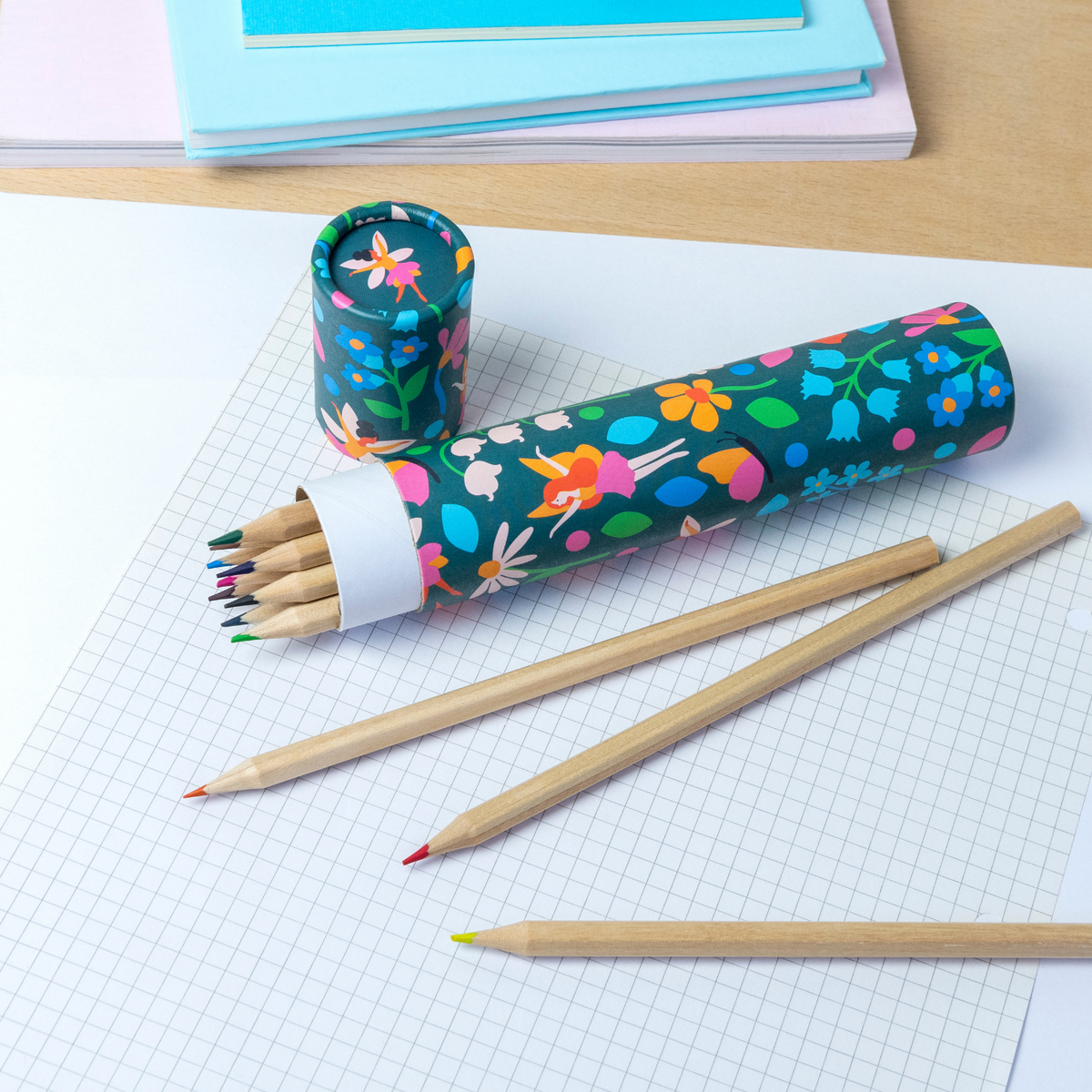 Long Tube Of Colouring Pencils - Fairies In The Garden