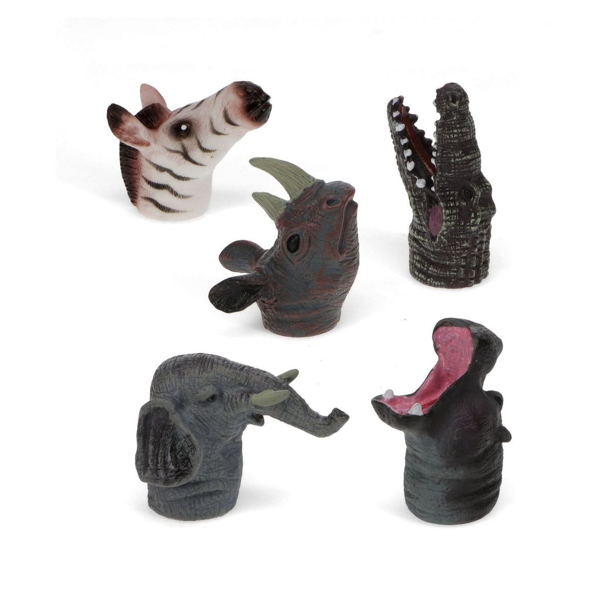 Set of animal finger puppets on a white background