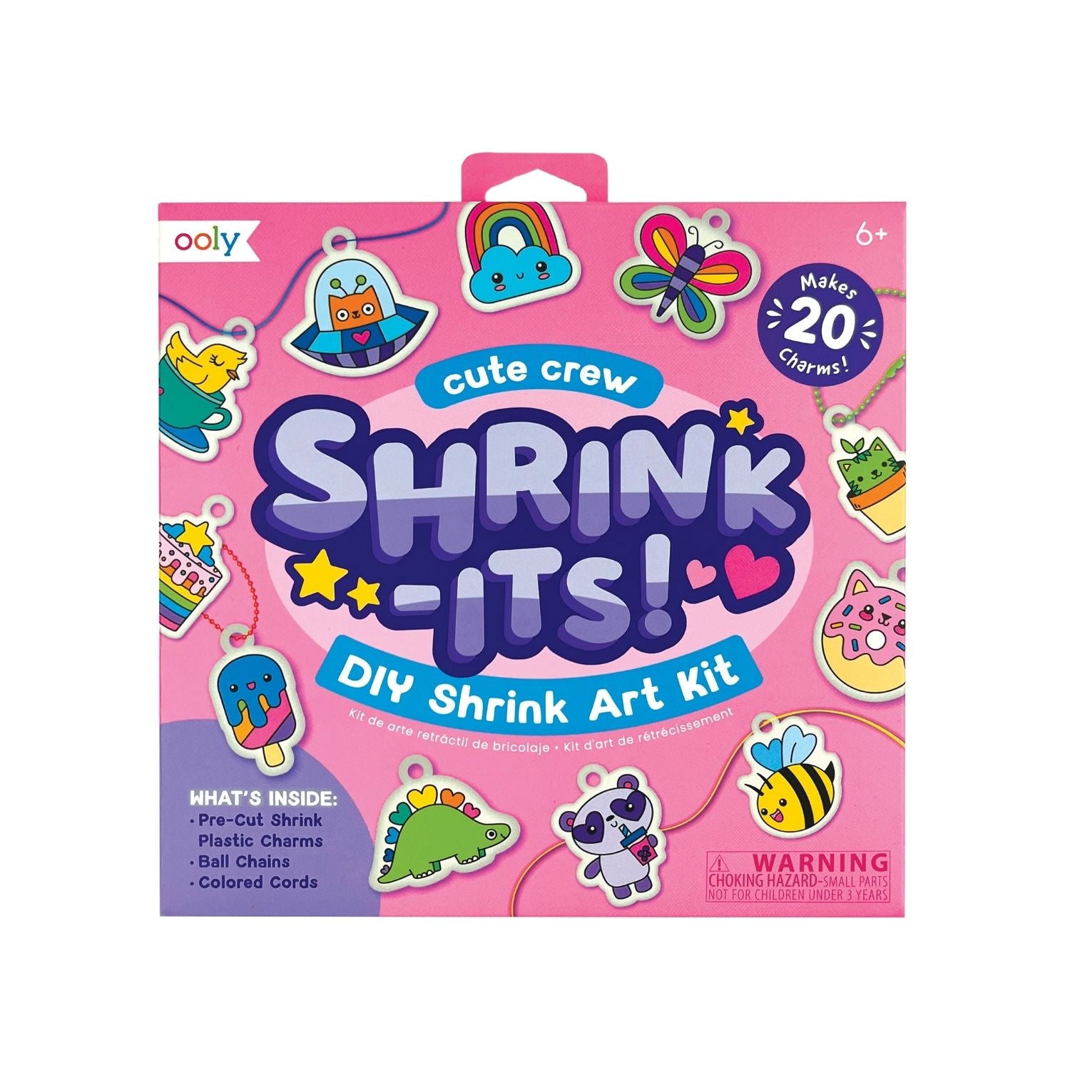 Packaging of Shrink-Its! DIY Shrink Art Kit featuring colorful illustrations of anime-style characters and text, with the brand ooly visible.
