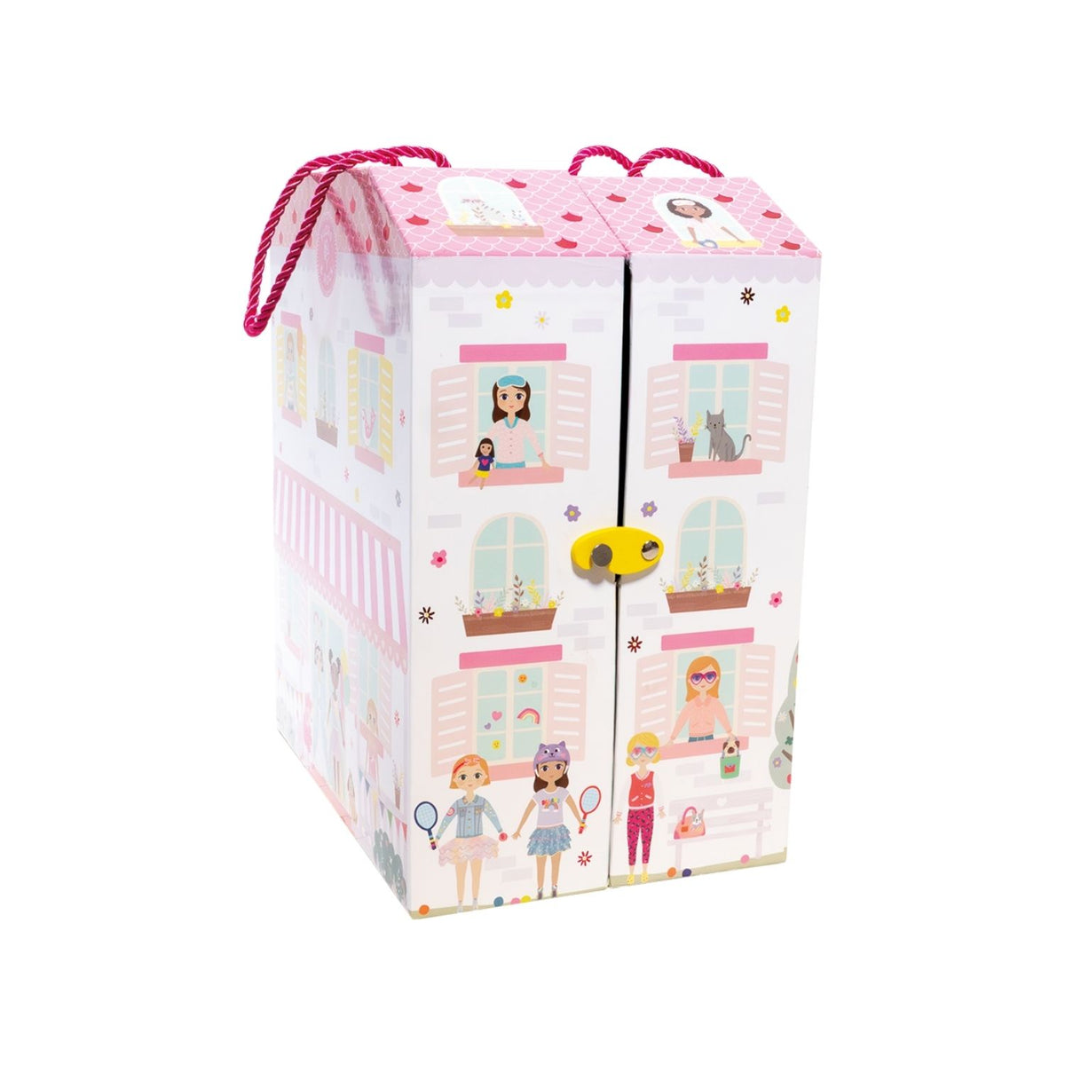Children&#39;s playhouse with cartoon characters on a white background