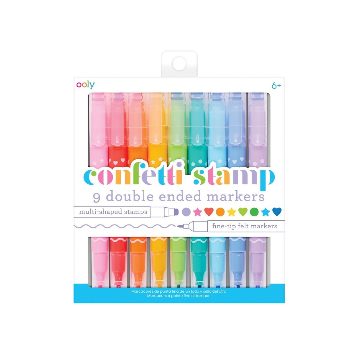 Confetti Stamp Double-Ended Markers - Set of 9