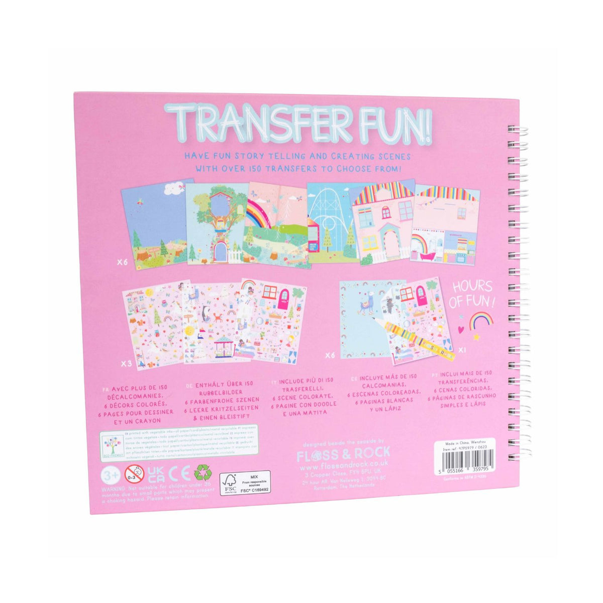 Pink activity book to create magical scenes with this children’s transfer book. Includes 150+ enchanted rub-down transfers, 6 colourful scenes, and a pencil. Mess-free fun.