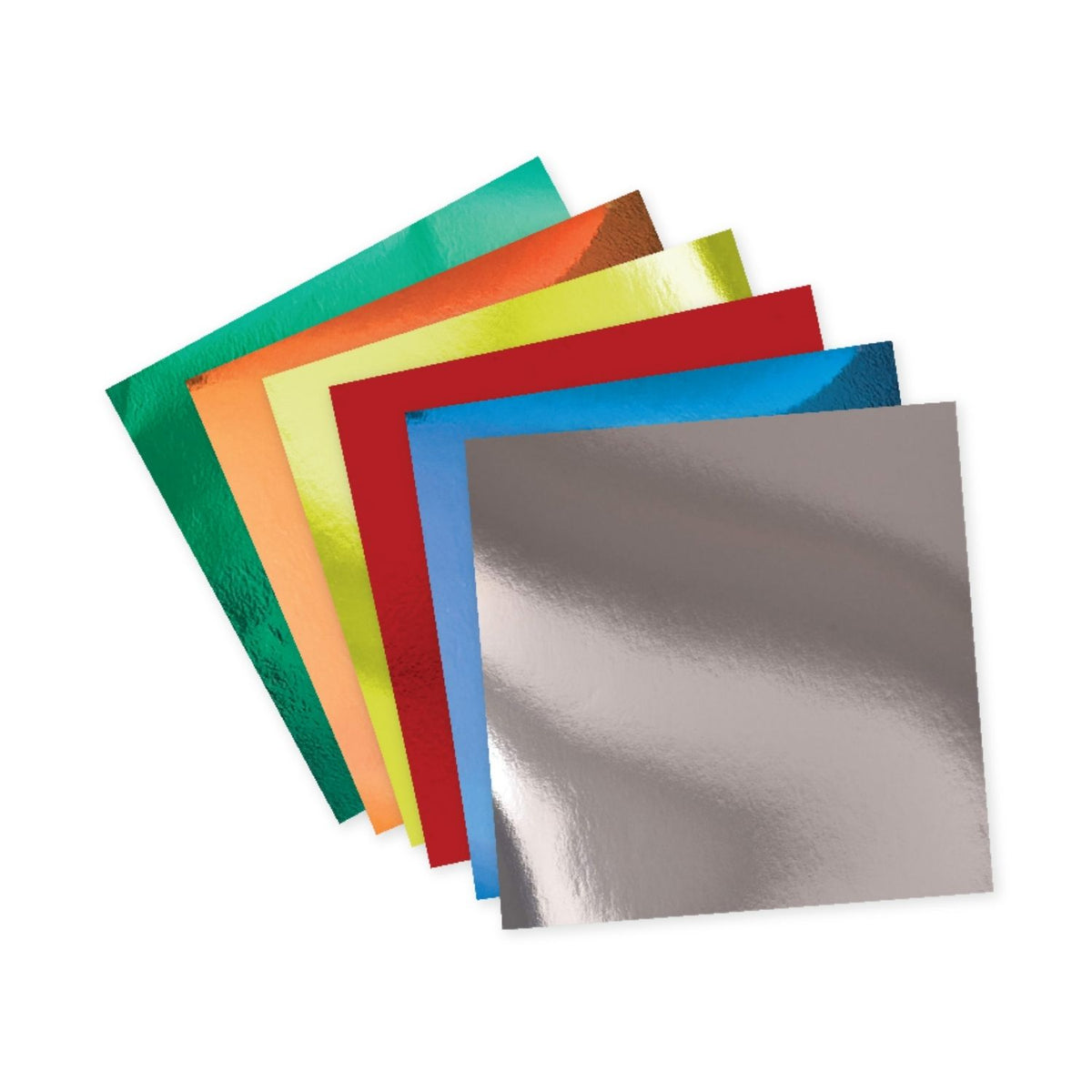 Set of colorful metallic sheets on a white background