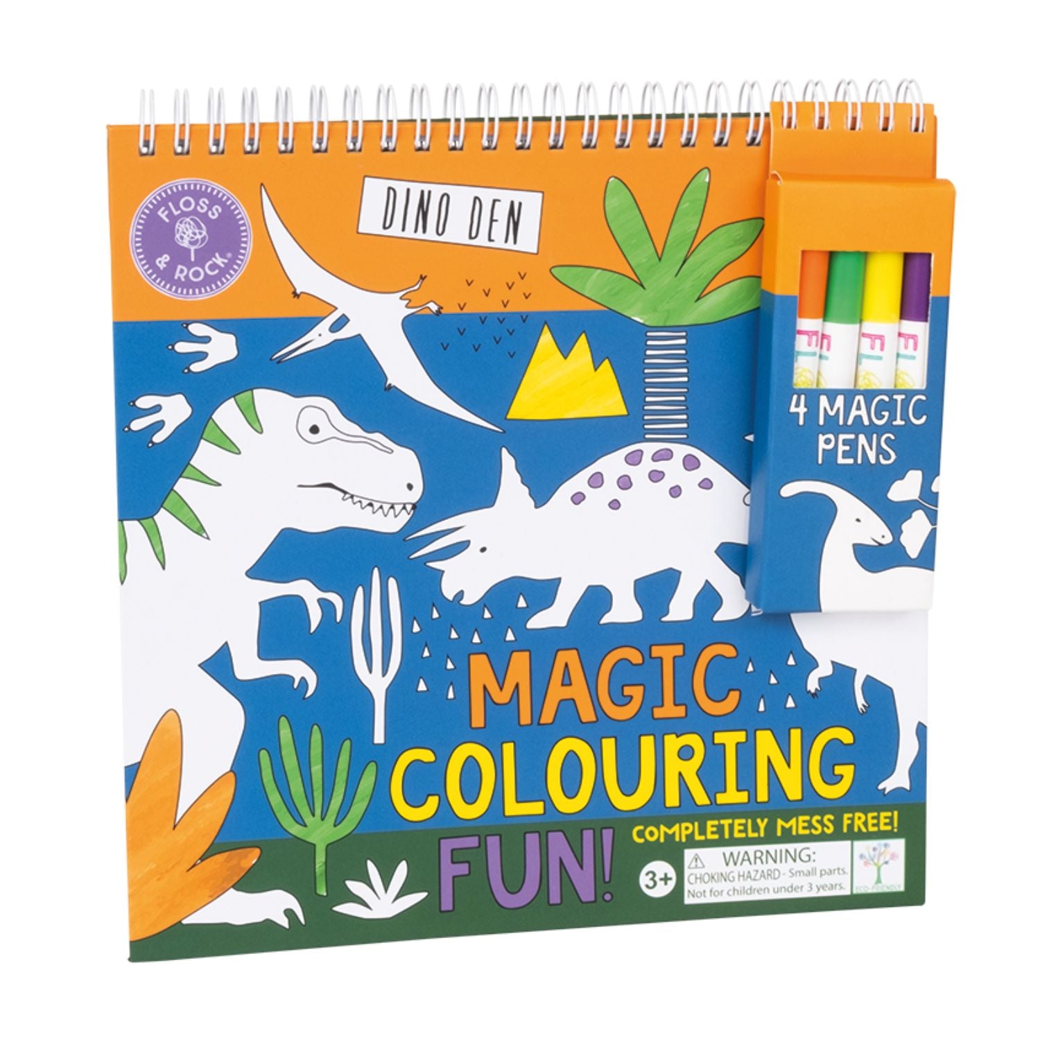 This travel-friendly mess-free colouring pad includes four magic pens and eight themed pages. Spiral-bound and compact for creative fun on the go.