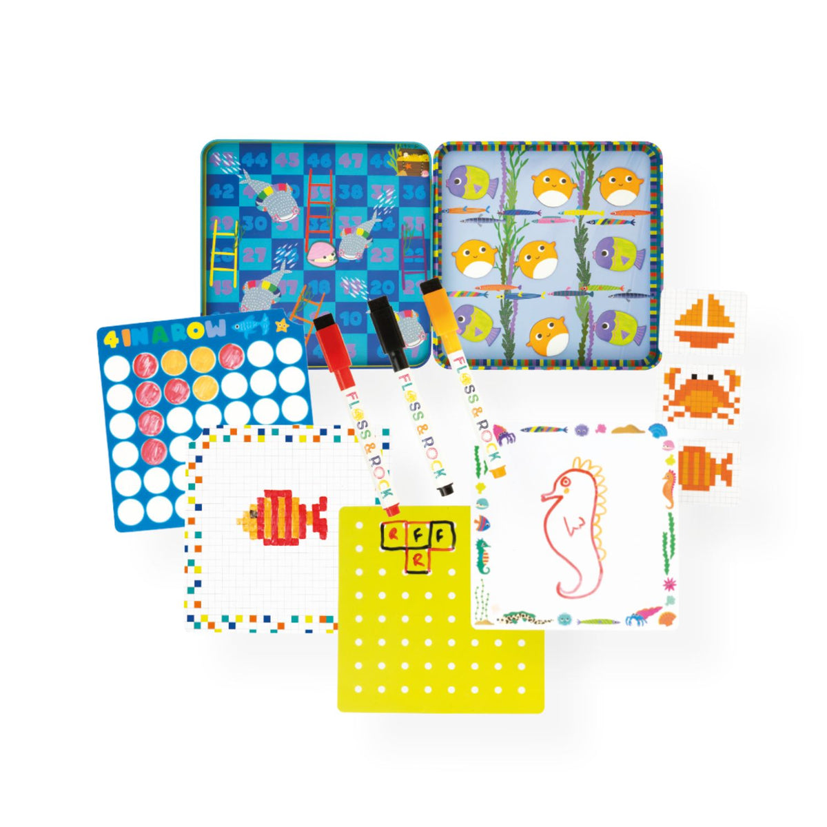 Packaging of magnetic fun games with colorful illustrations 