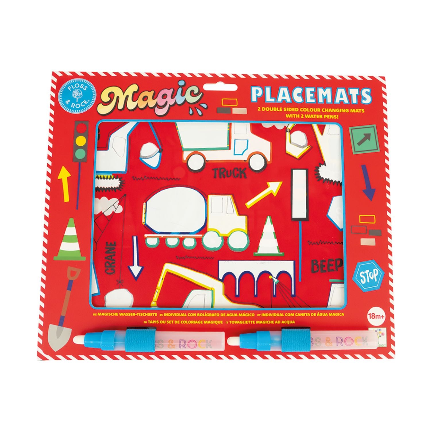 Packaged Magic Placemats with colorful designs 