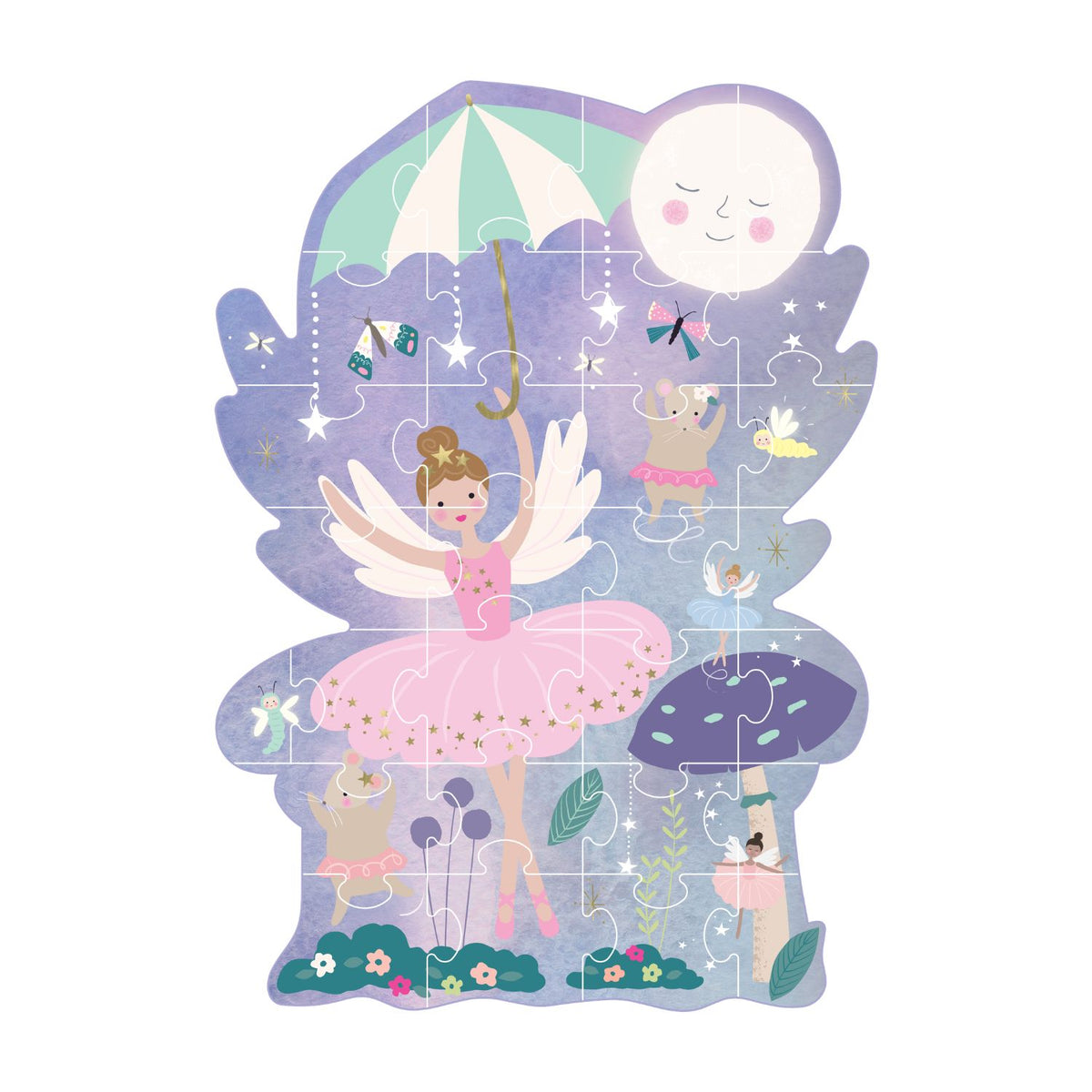 Build confidence and fine motor skills with this eco-friendly kids' fairy jigsaw puzzle. Made from FSC-certified materials and soy inks. Includes 30 chunky, easy-to-hold pieces.