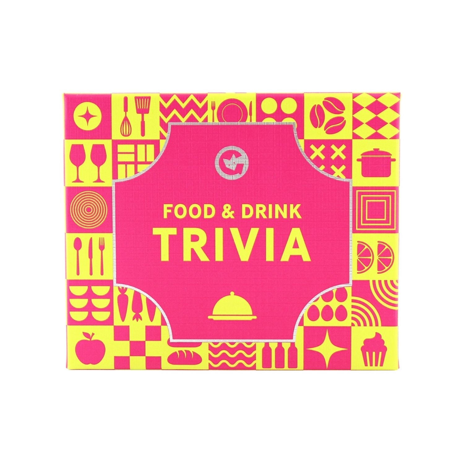 Box of 'Food & Drink Trivia' with pink and yellow design 
