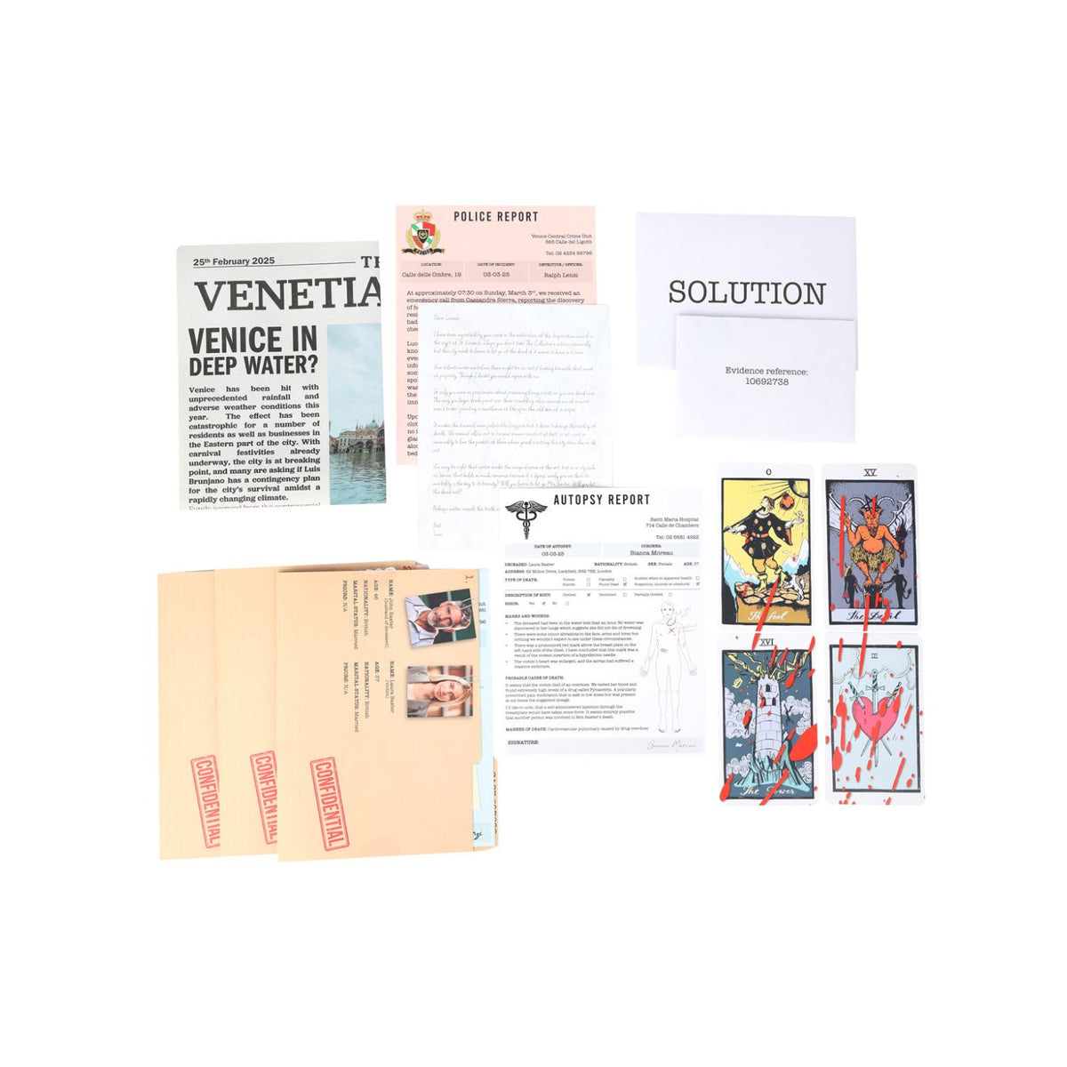 Collection of documents and cards on a white background