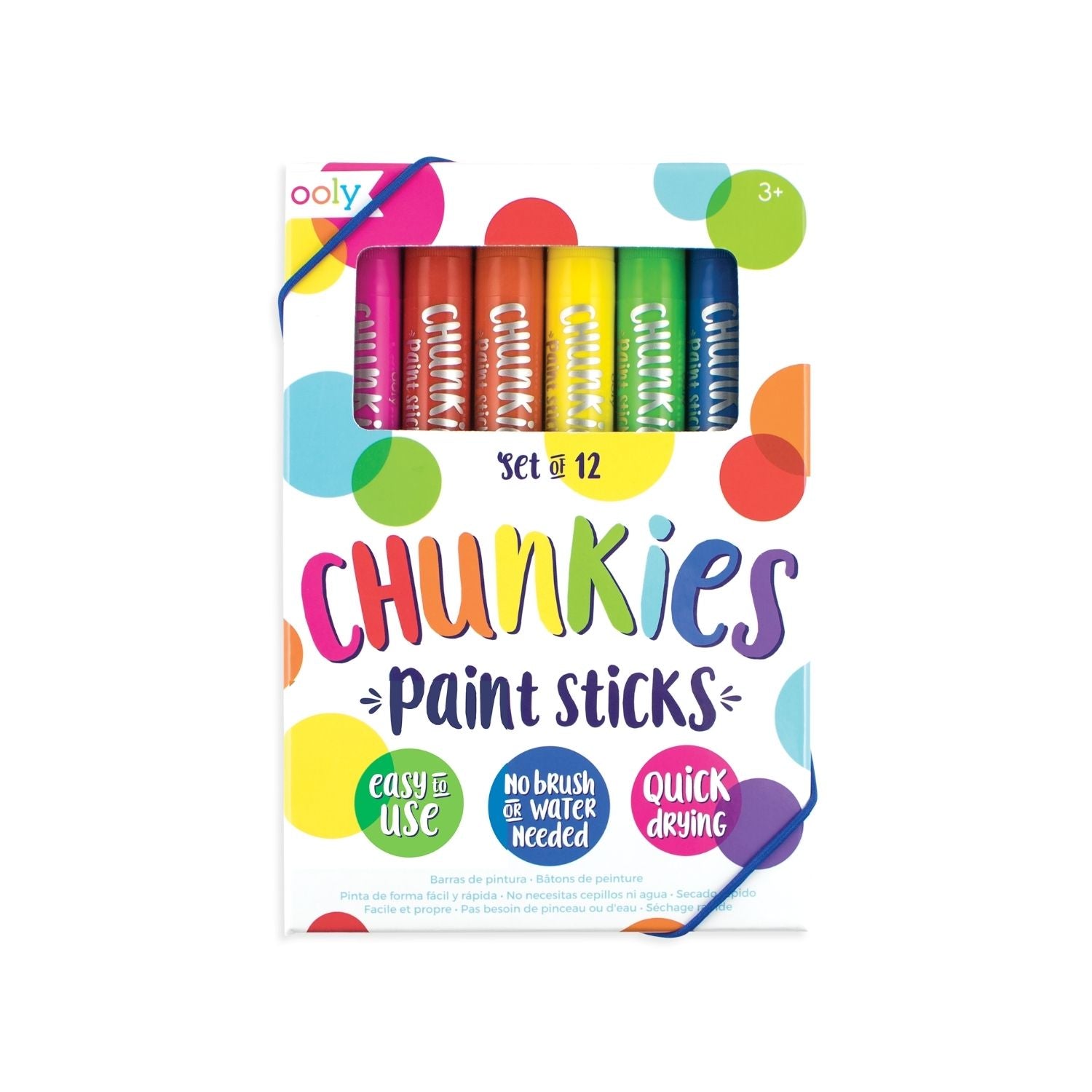 Paint without the mess! 12 quick-drying paint sticks that require no water or brushes. Twist-up barrels keep hands clean. Non-toxic and ages 3+.
