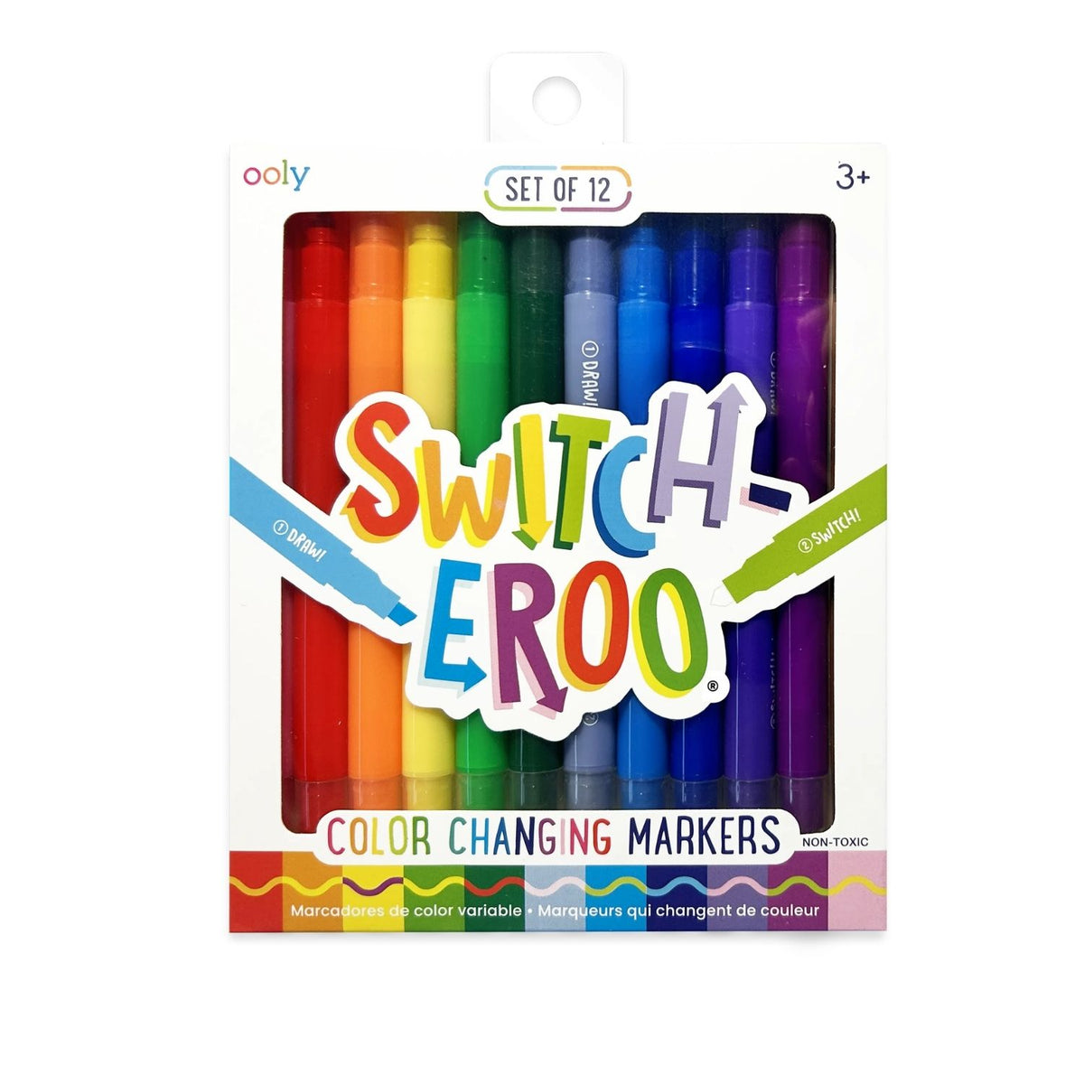 12 markers, 24 colours! Use the chisel tips for broad strokes or fine lines, then use the white tip to reveal hidden shades. Great for school projects and cards.