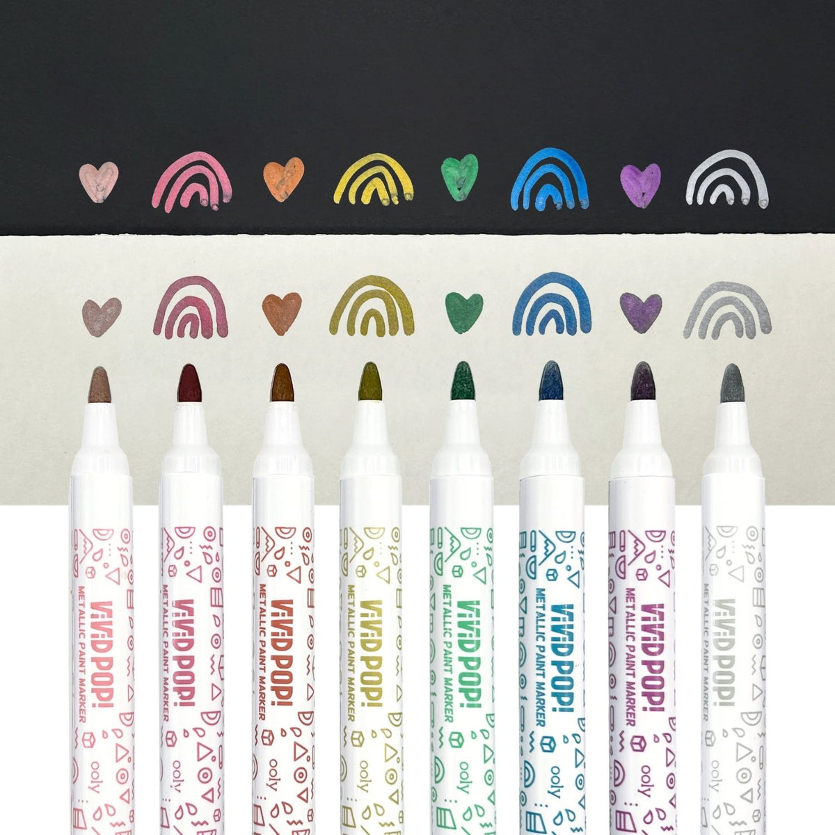 Ooly - Vivid Pop! Water Based Paint Markers Metallic - Set of 8