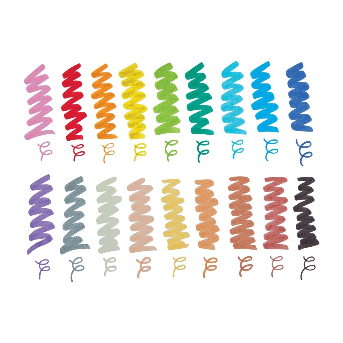 Dual-Tip Comparison: A side-by-side ink swatch on white paper showing a thick, tapered brush stroke next to a thin, consistent line from the fine marker tip.
