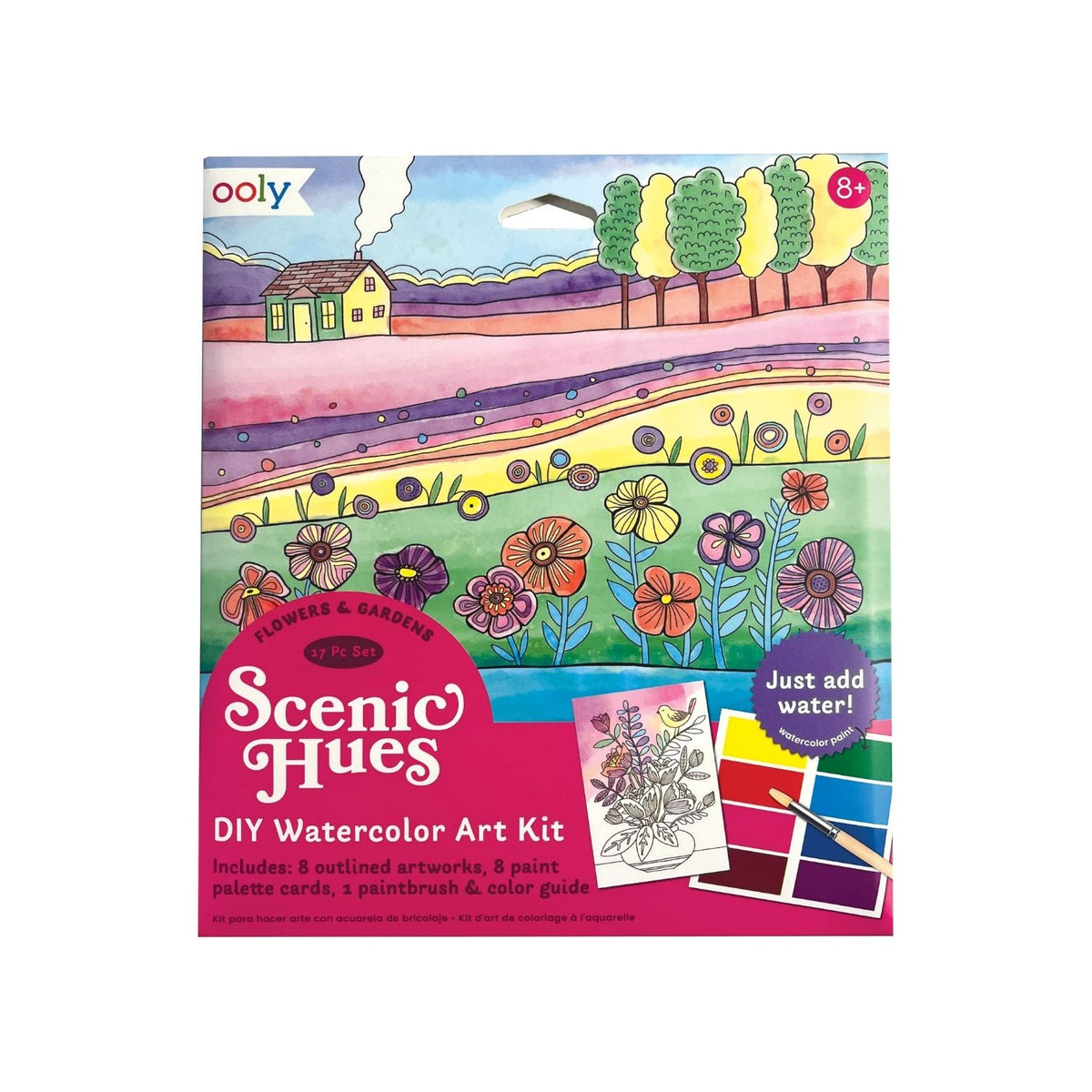 Ooly - Scenic Hues DIY Watercolour Art Kit - Flowers & Gardens