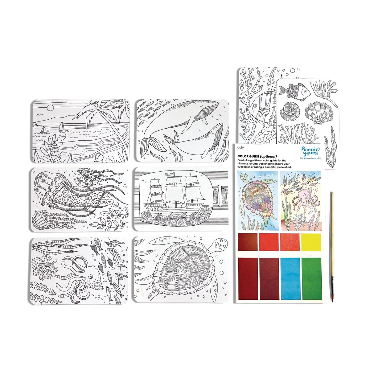 Ooly - Scenic Hues DIY Watercolour Art Kit - Ocean Paradise