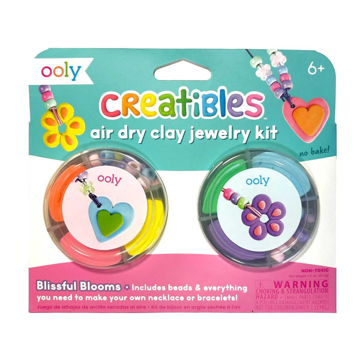 Ooly - Creatibles: Air Dry Clay Jewelry Kit - Blissful Blooms (Set of 6 Colours + Accessories)
