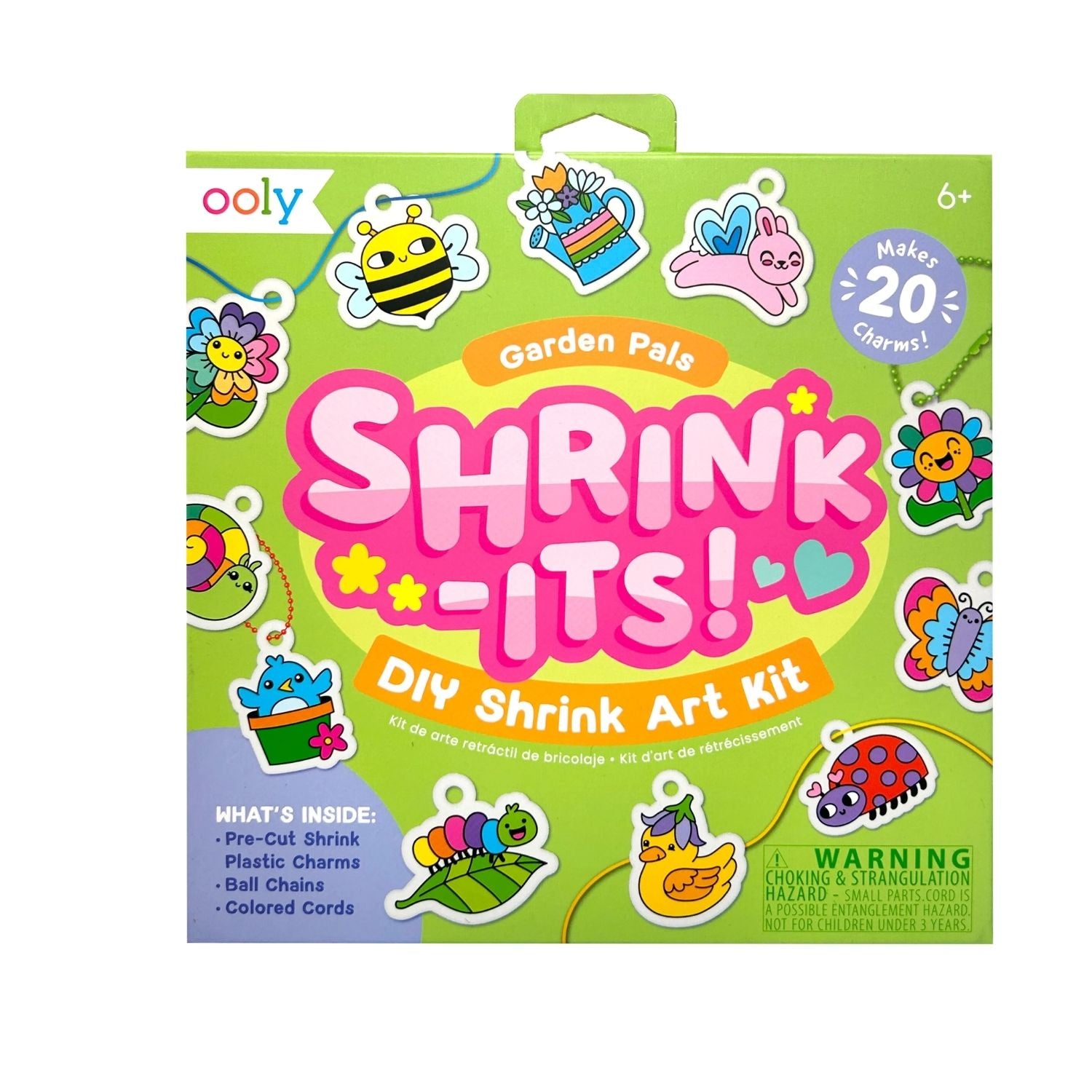 Shrink-Its DIY Shrink Art Kit packaging with colorful designs on a green background