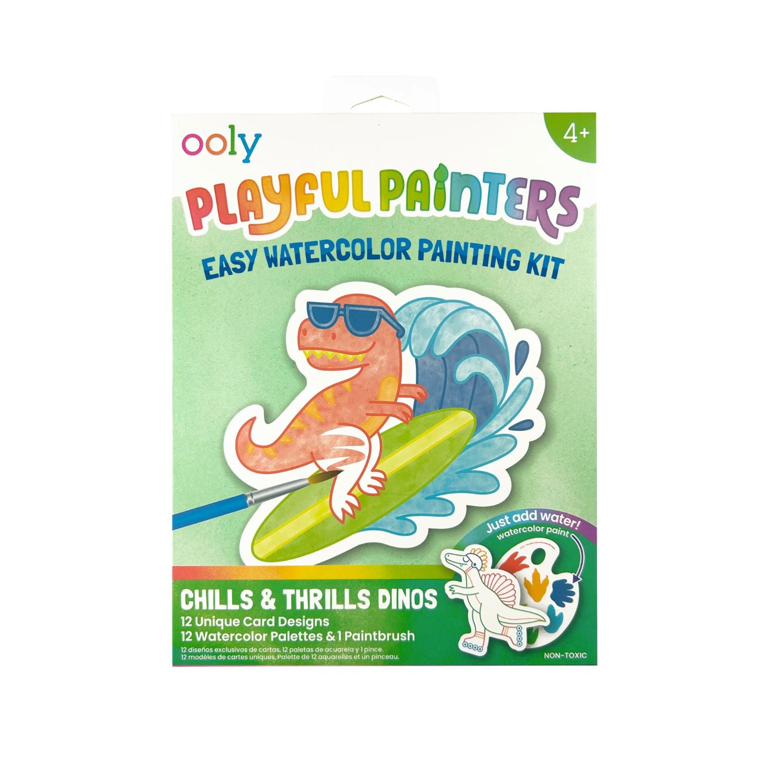 Ooly Playful Painters Easy Watercolour Painting Kit packaging with dinosaur design on a white background