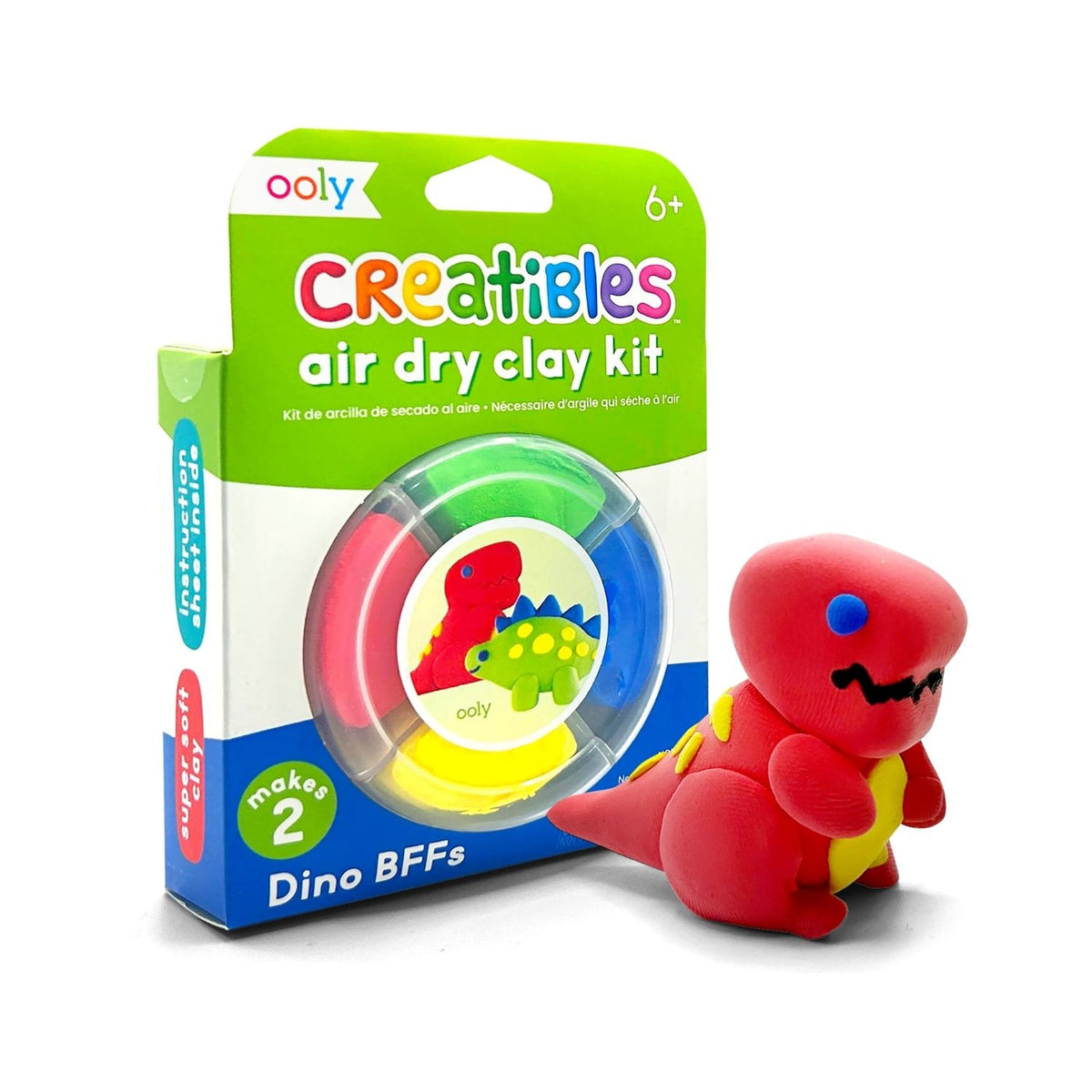 Keep kids focused with screen-free art! 4 vibrant clay colours to build a custom dinosaur duo. Sturdy, air-hardened results for display. Great for travel.