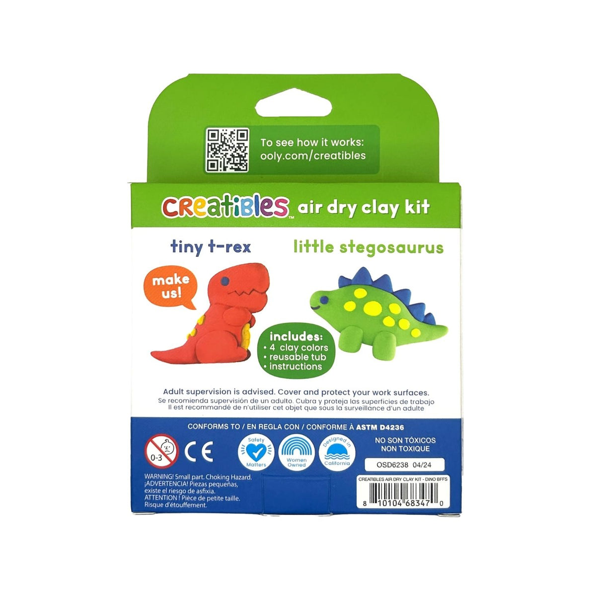 Package of Creatibles air dry clay kit with dinosaur figures