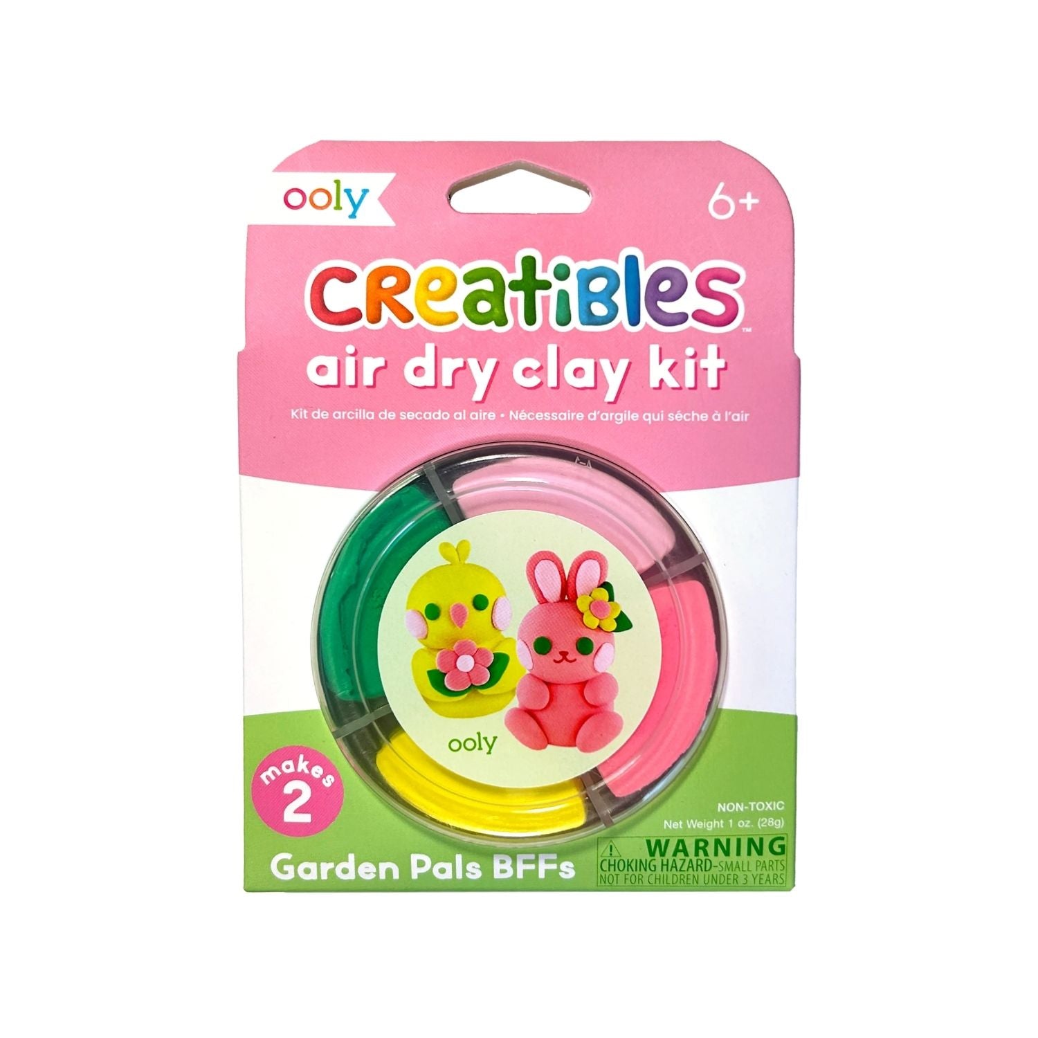 Create a bubbly bunny and a cheery chick! 4 vibrant air-dry clay colours with no baking required. A mess-free 3D art set for ages 6+. Instructions included.