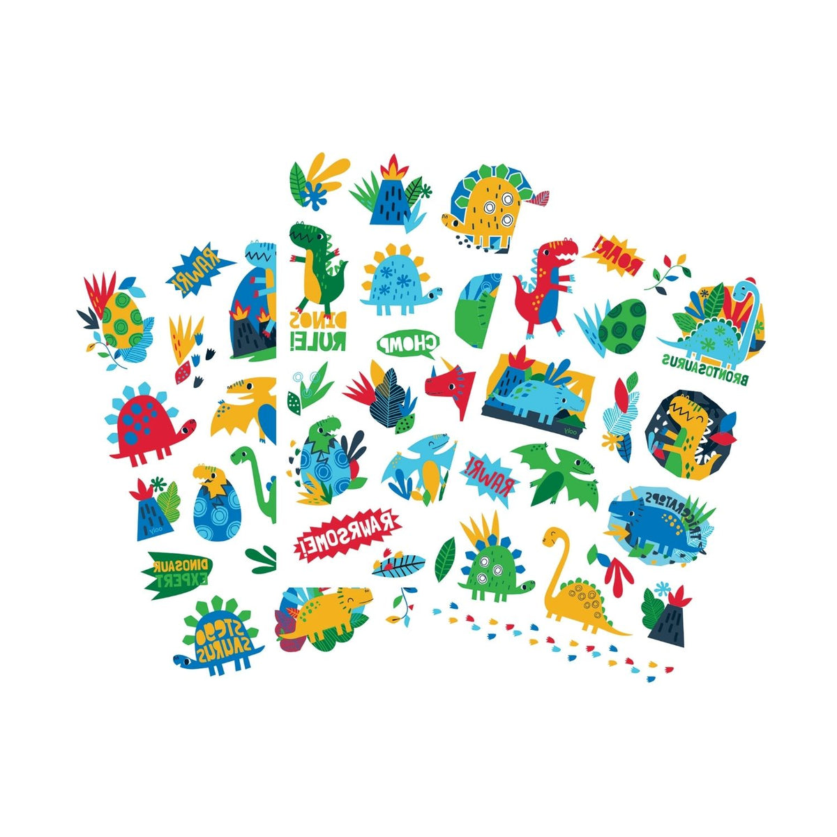Collection of colourful dinosaur temporary tattoos for kids