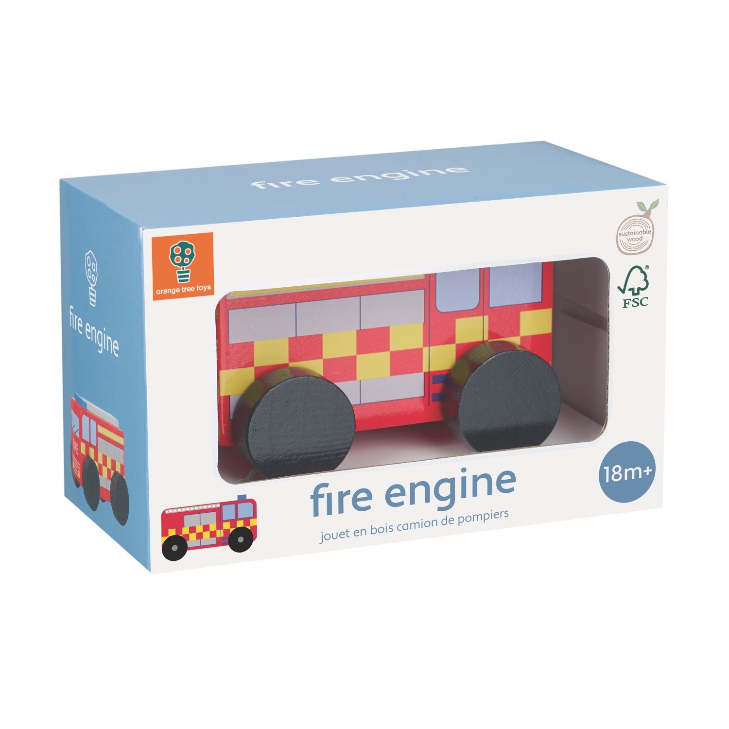 A timeless nursery classic. This chunky wooden fire engine comes in 100% recyclable, plastic-free packaging, making it an ideal eco-friendly gift for toddlers.