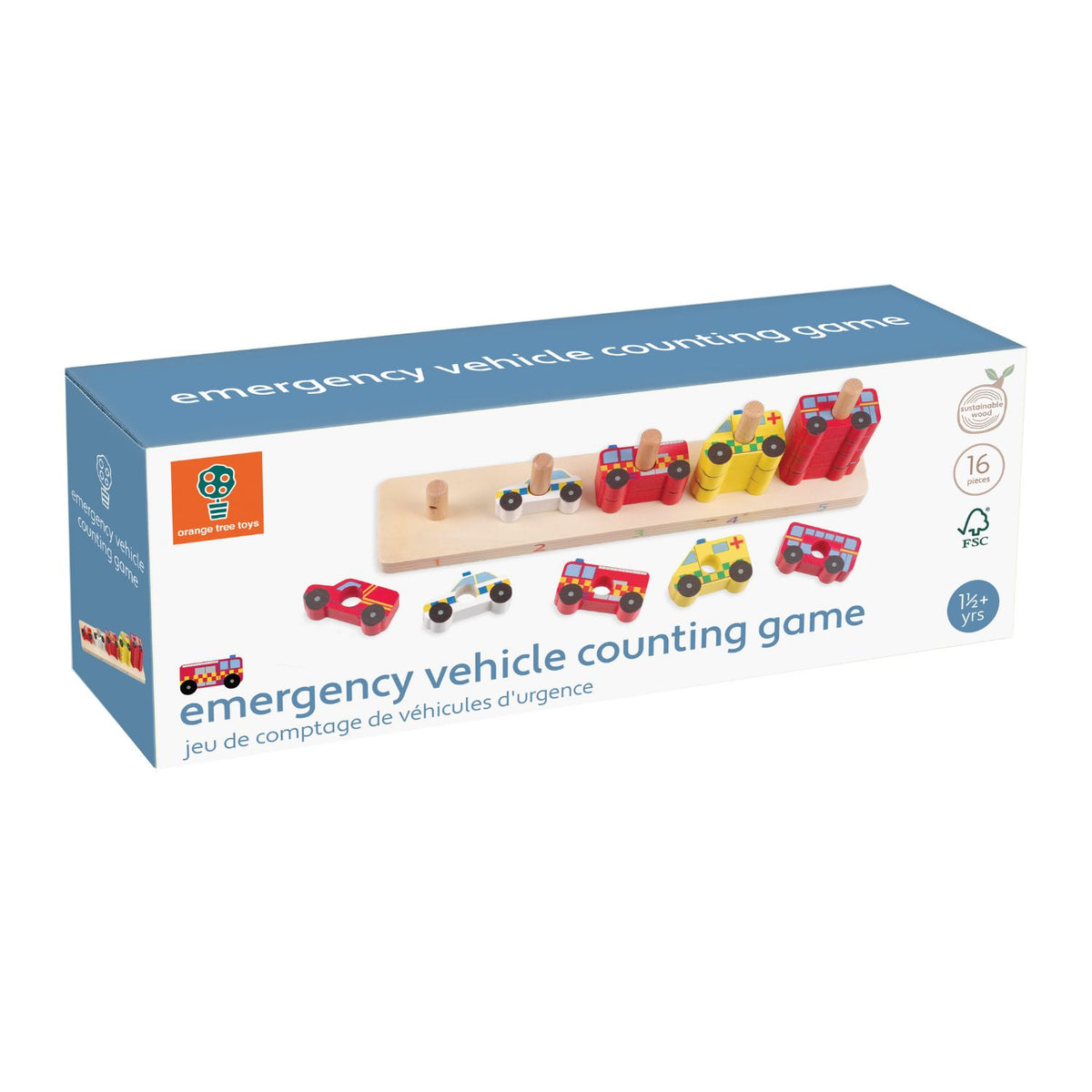 Hands-on preschool numeracy! 15 brightly painted wooden rescue vehicles encourage early counting, color matching, and fine motor dexterity. Ages 18m+.