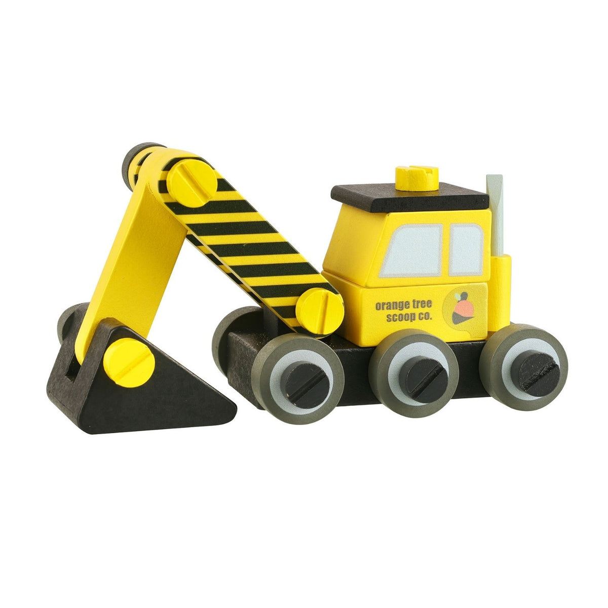 2-in-1 building puzzle and functional digger truck! Crafted from durable solid wood with non-toxic paints. The perfect gift for curious little builders.