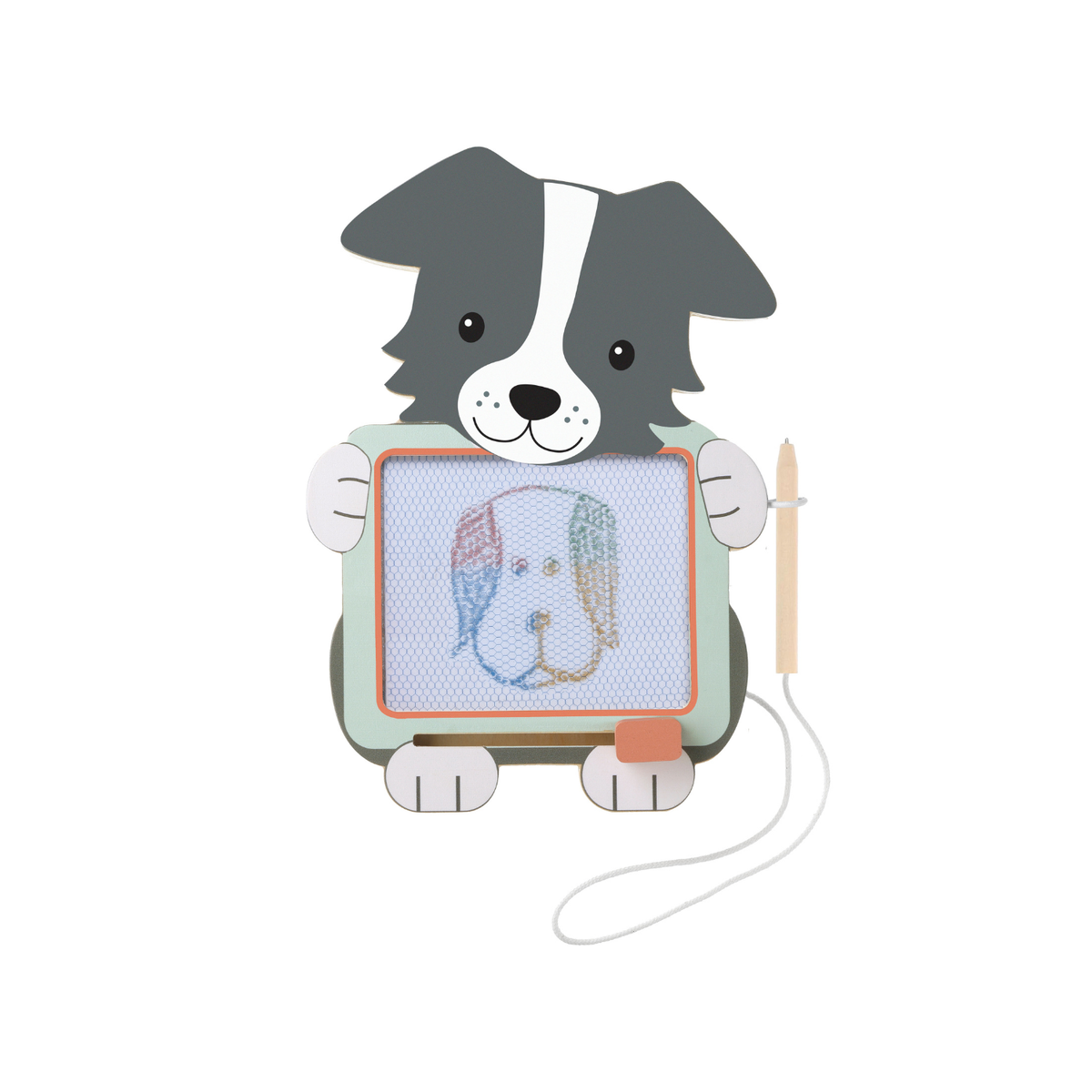 Build early mark-making and pen control! Features a cute sheepdog frame, attached magnetic stylus, and a smooth slide eraser for independent toddler play.