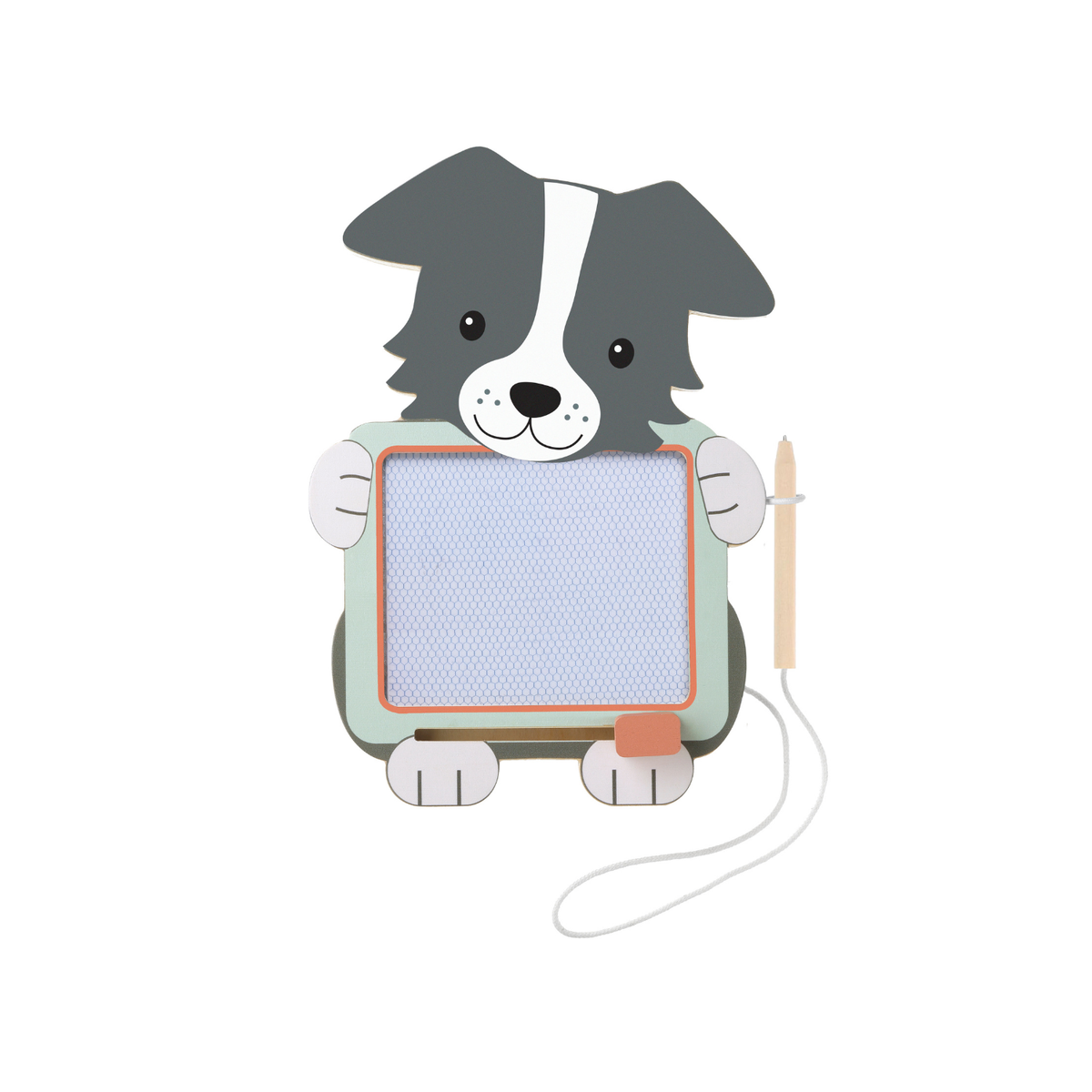 Dog-shaped erasable drawing board with a pen for kids.