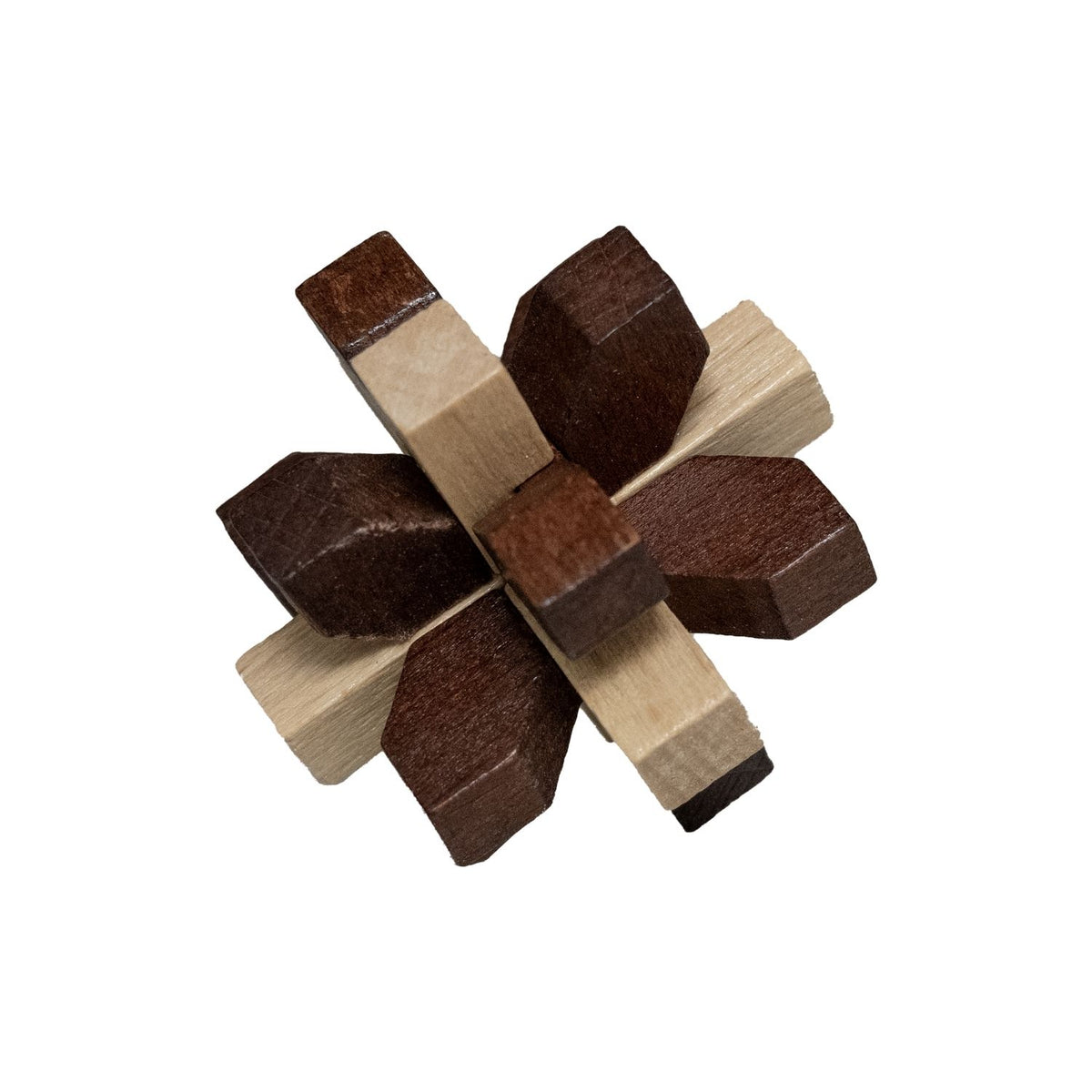 Wooden interlocking puzzle called Chinese Tea: goal is to take apart and reassemble this puzzle