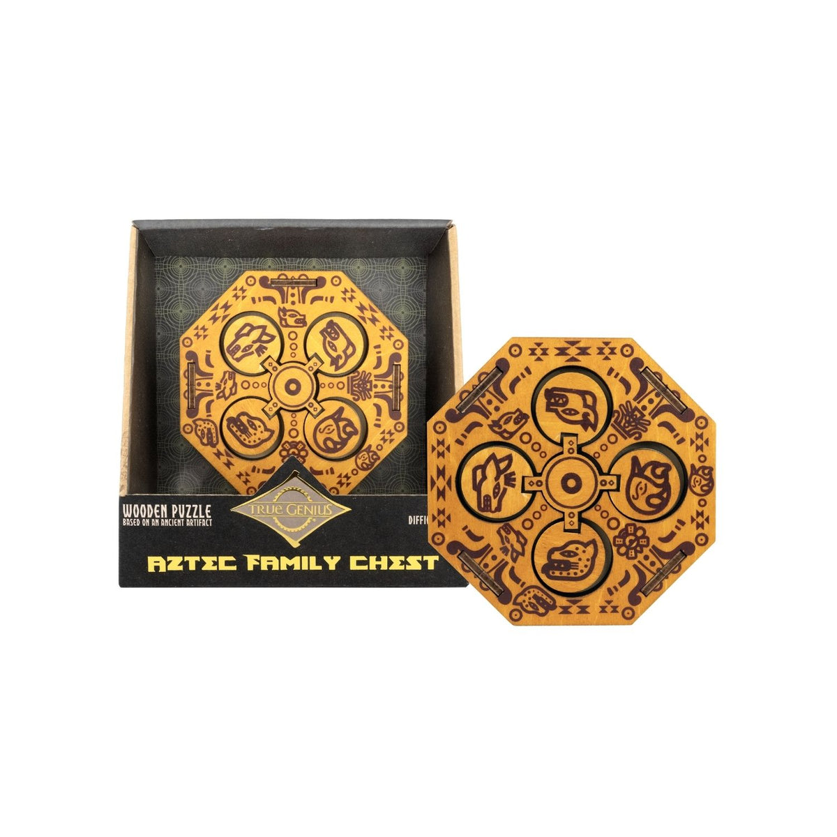 Make your gift memorable with this hidden compartment puzzle. Solve the Aztec-themed lock to reveal the prize inside. Fun for teens and adults, ages eight plus.