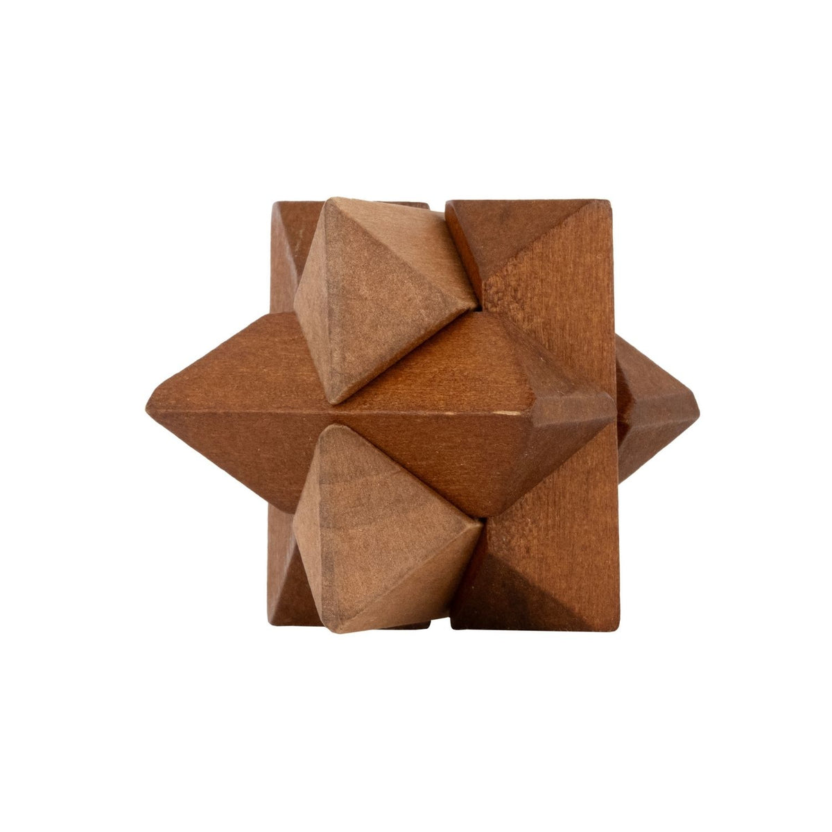 Wooden geometric puzzle called Chinese Fireworks: Take apart and reassemble this explosive geometric puzzle.