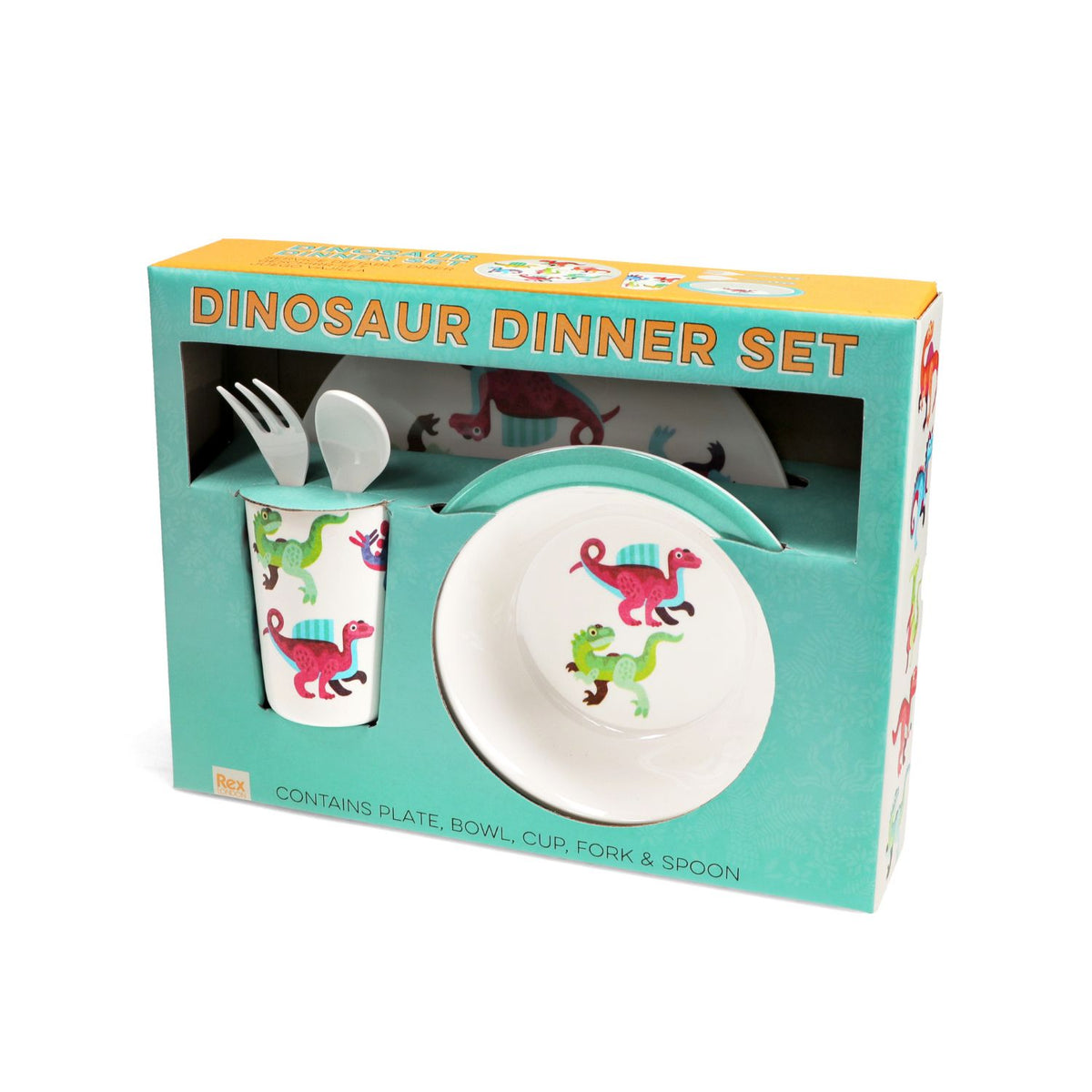 This children’s dinner set includes a plate, bowl, beaker, and cutlery. A stylish, practical way to encourage toddlers to enjoy their favourite meals.